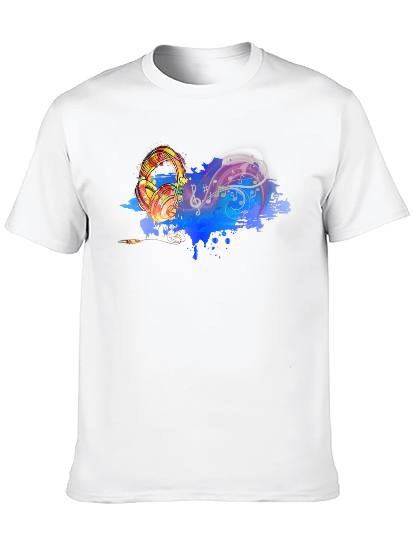 Music Lovers Graphic Tee - Headphones & Notes Design