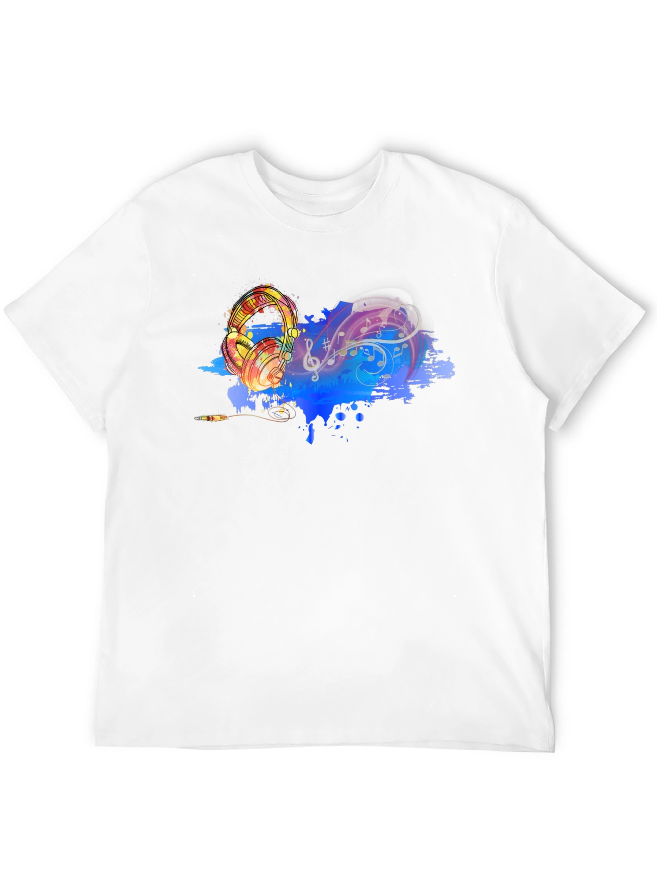 Music Lovers Graphic Tee - Headphones & Notes Design