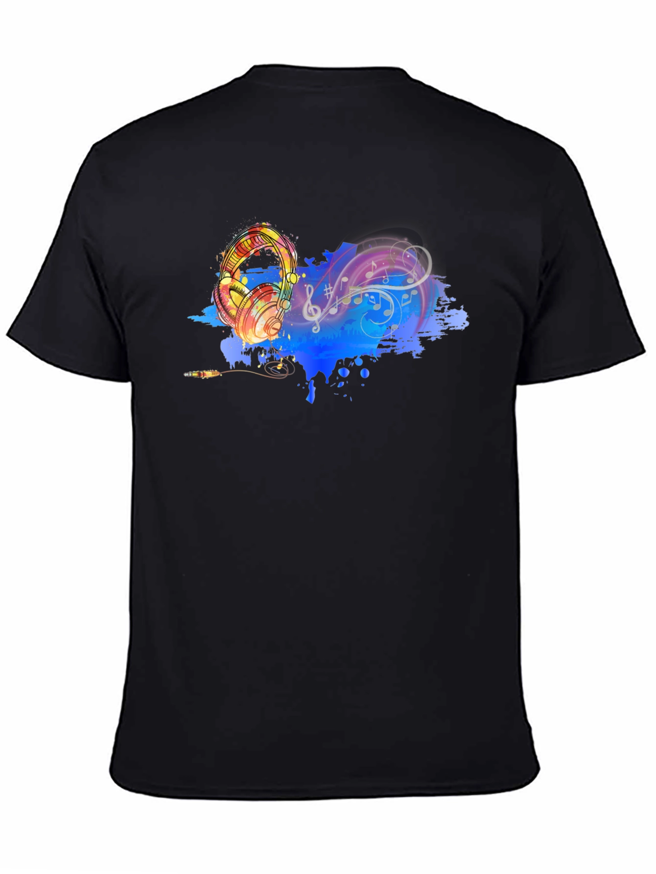 Music Lovers Graphic Tee - Headphones & Notes Design