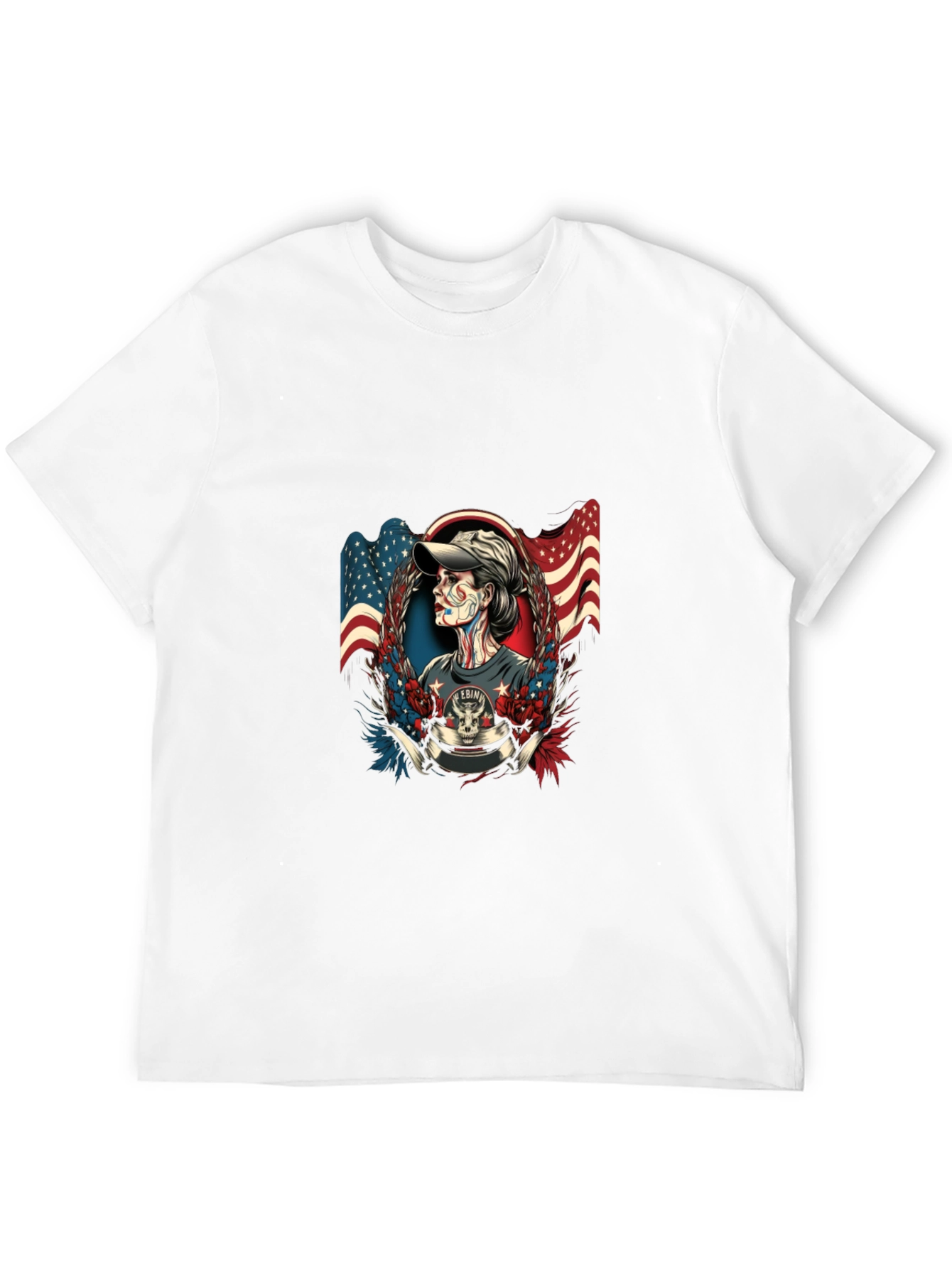 Patriotic Skull American Flag Graphic T-Shirt