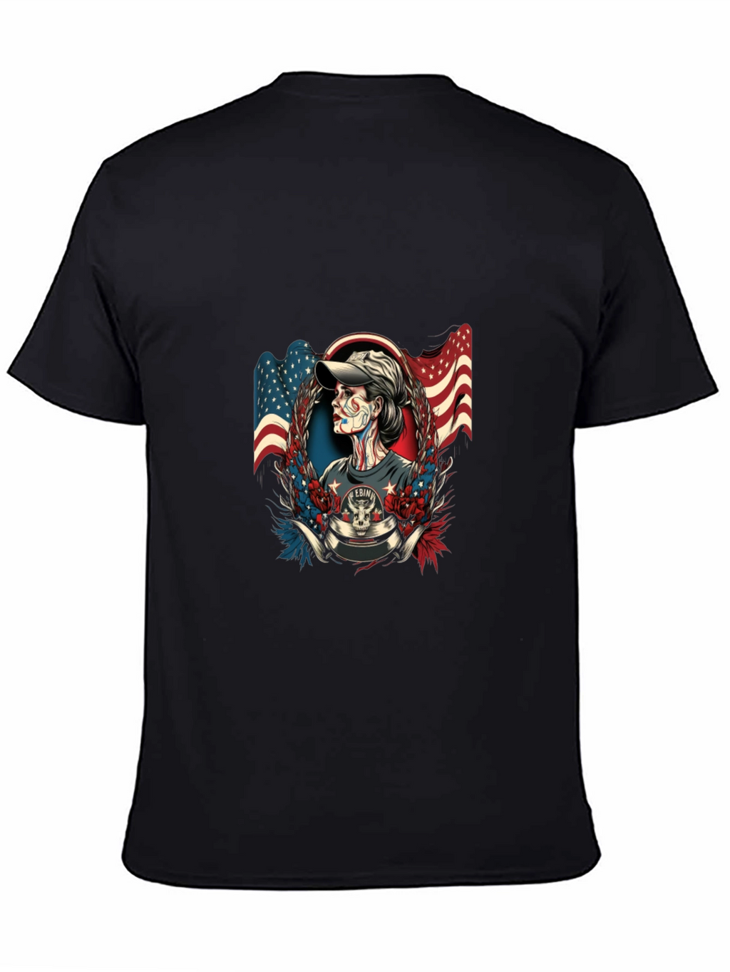Patriotic Skull American Flag Graphic T-Shirt