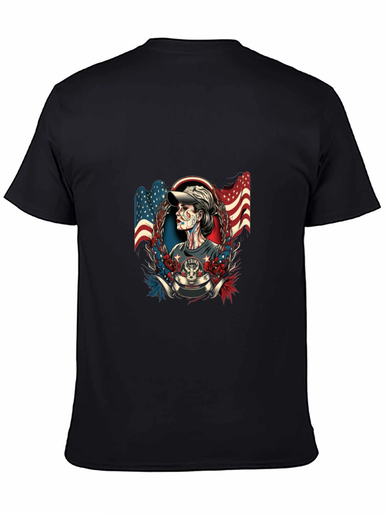 Patriotic Skull American Flag Graphic T-Shirt