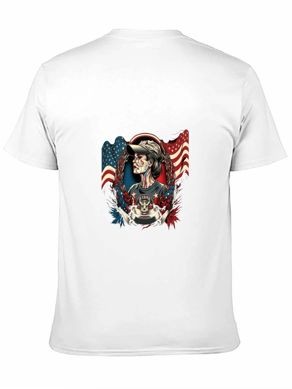 Patriotic Skull American Flag Graphic T-Shirt