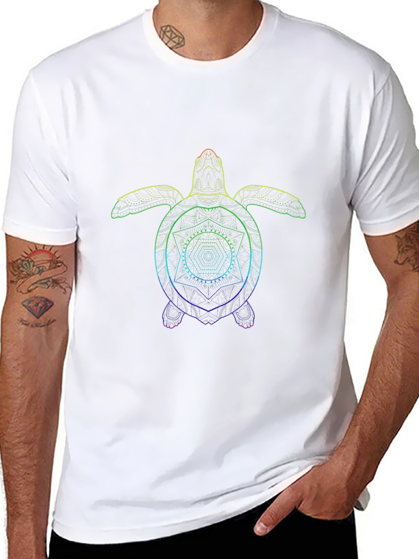Rainbow Turtle Geometric T-Shirt