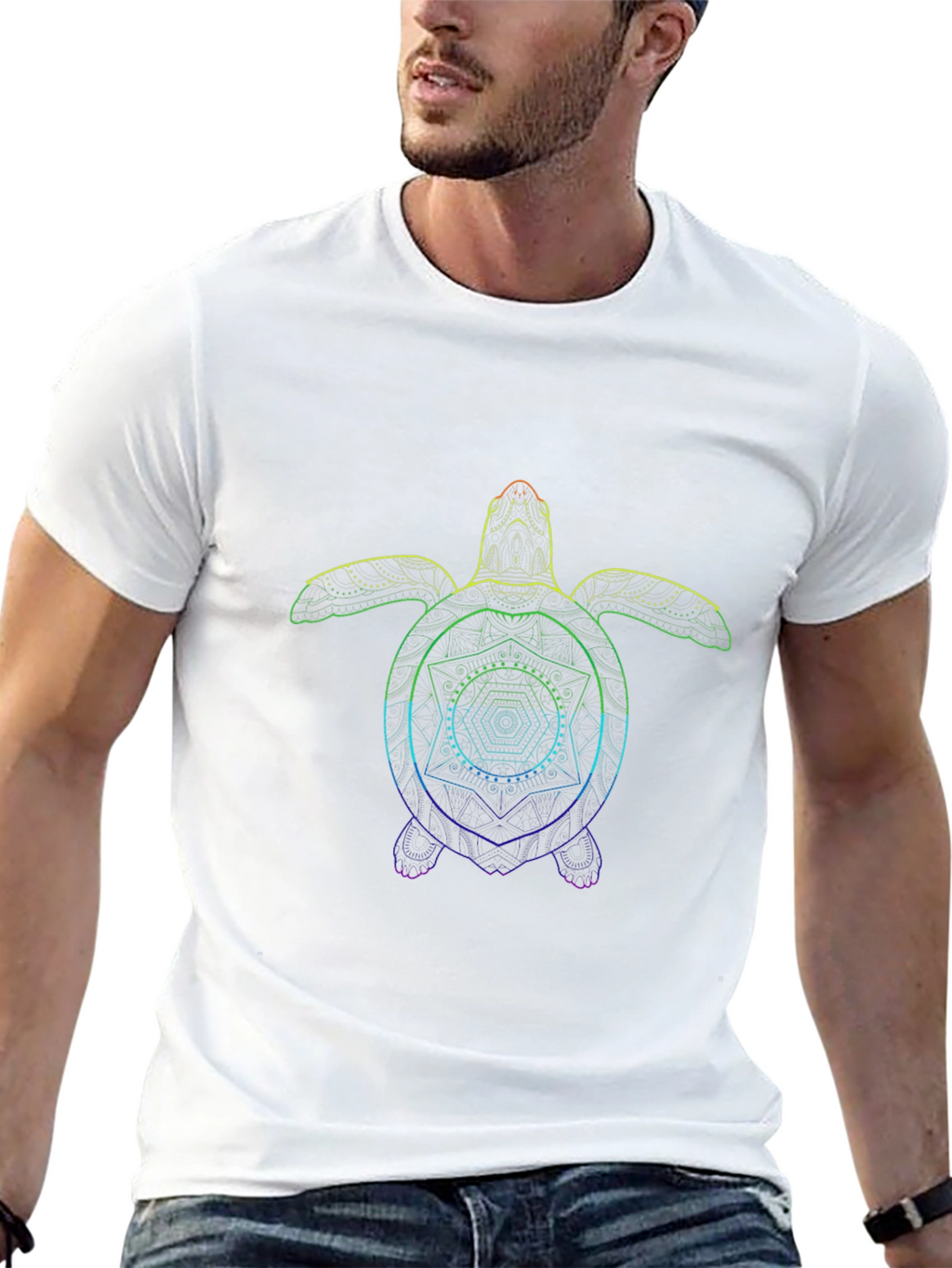 Rainbow Turtle Geometric T-Shirt