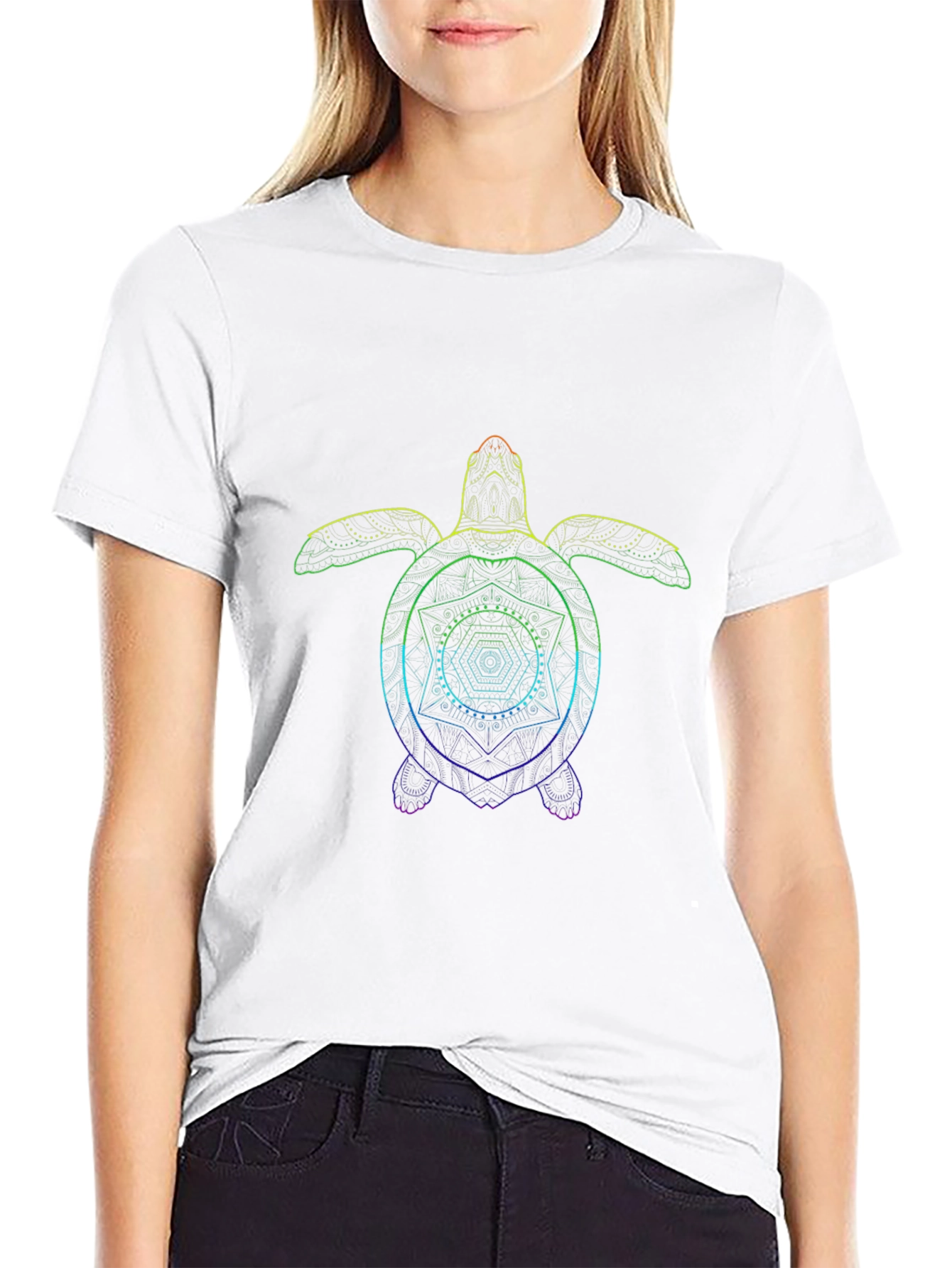 Rainbow Turtle Geometric T-Shirt
