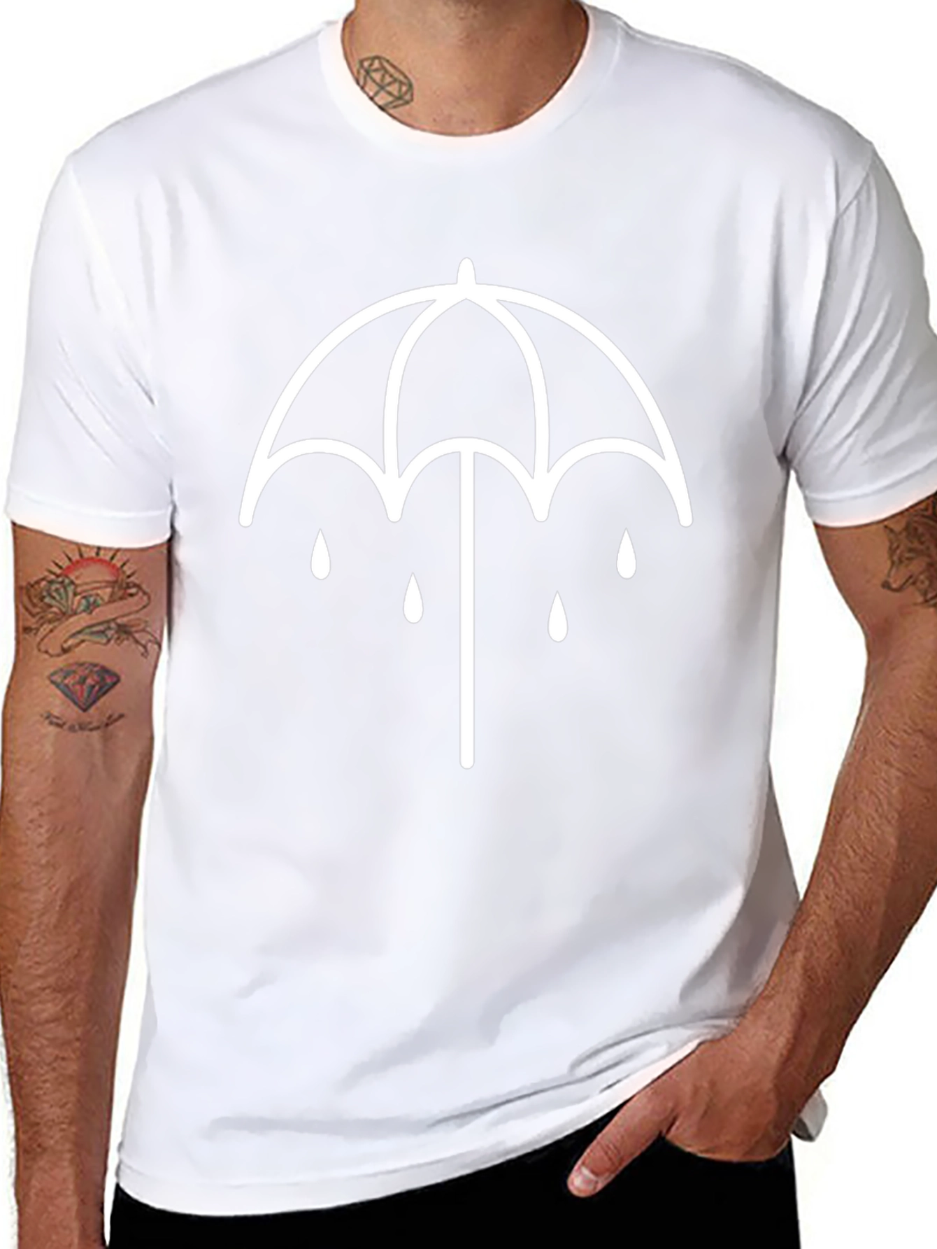 Umbrella Raindrop Graphic Tee - Soft Cotton T-Shirt