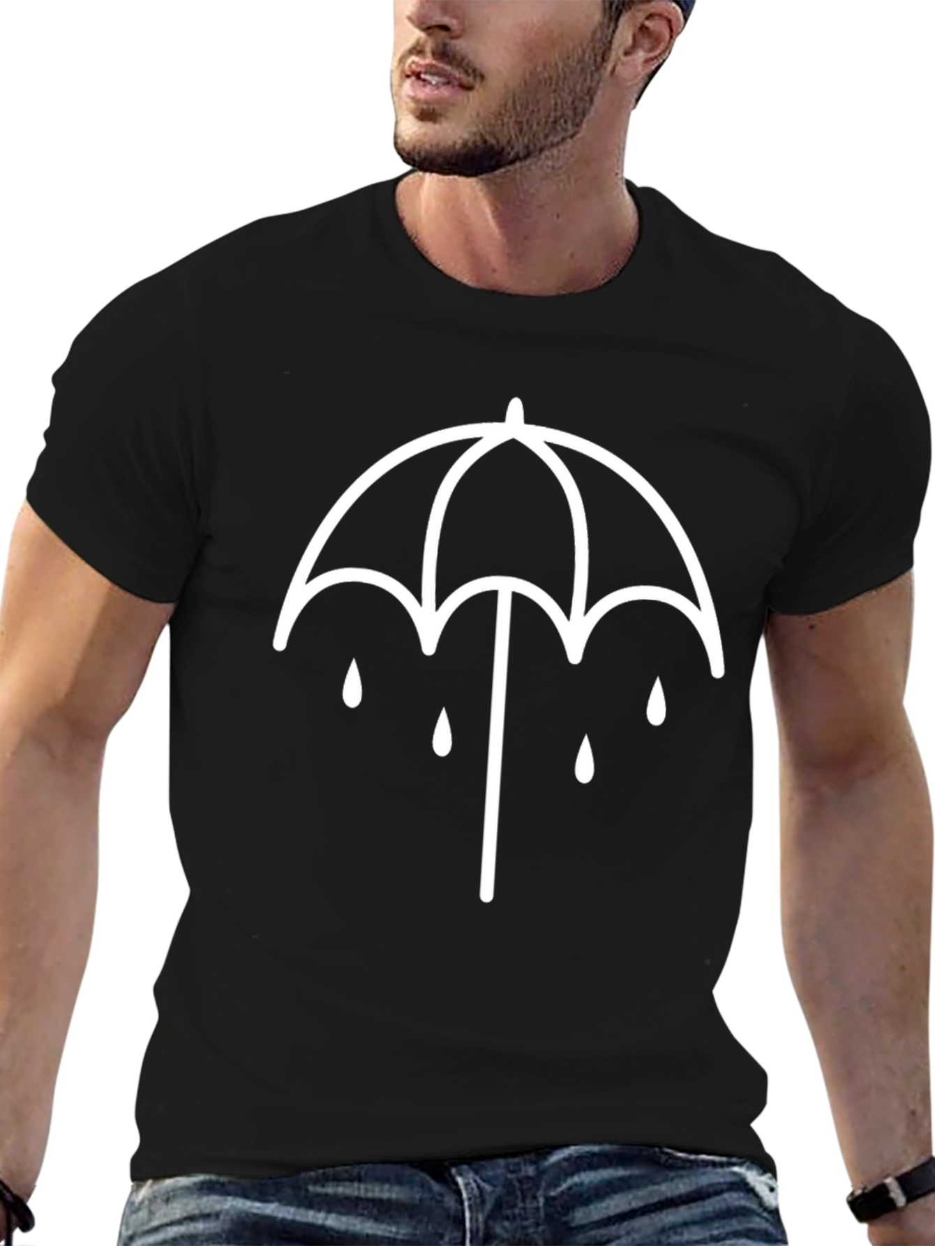 Umbrella Raindrop Graphic Tee - Soft Cotton T-Shirt