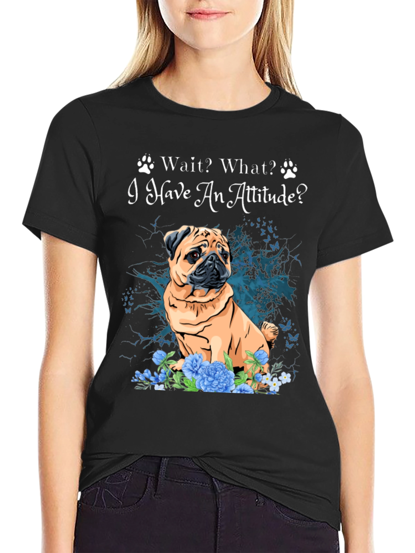 Pug Attitude T-Shirt - Cute Dog Tee