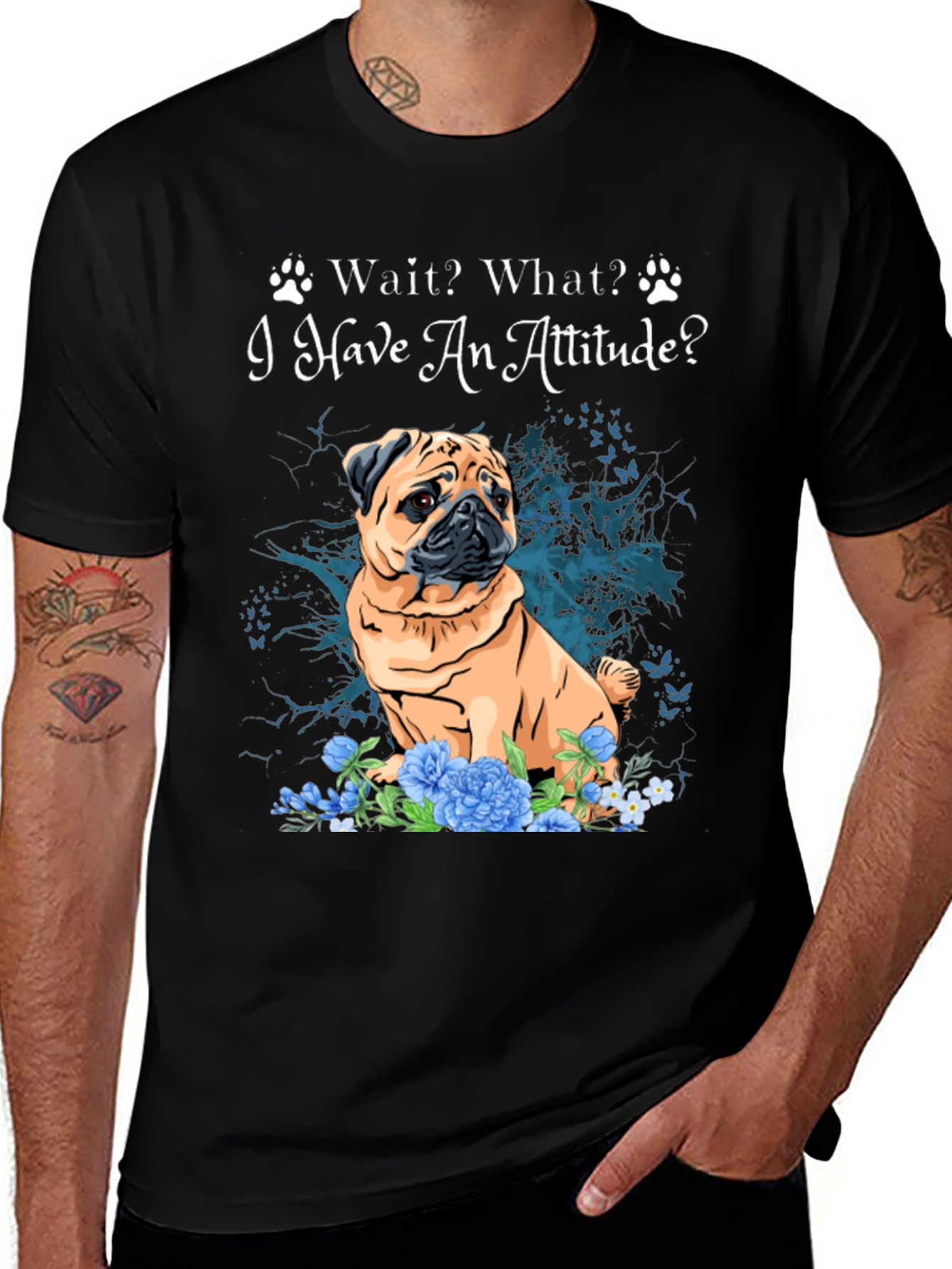 Pug Attitude T-Shirt - Cute Dog Tee