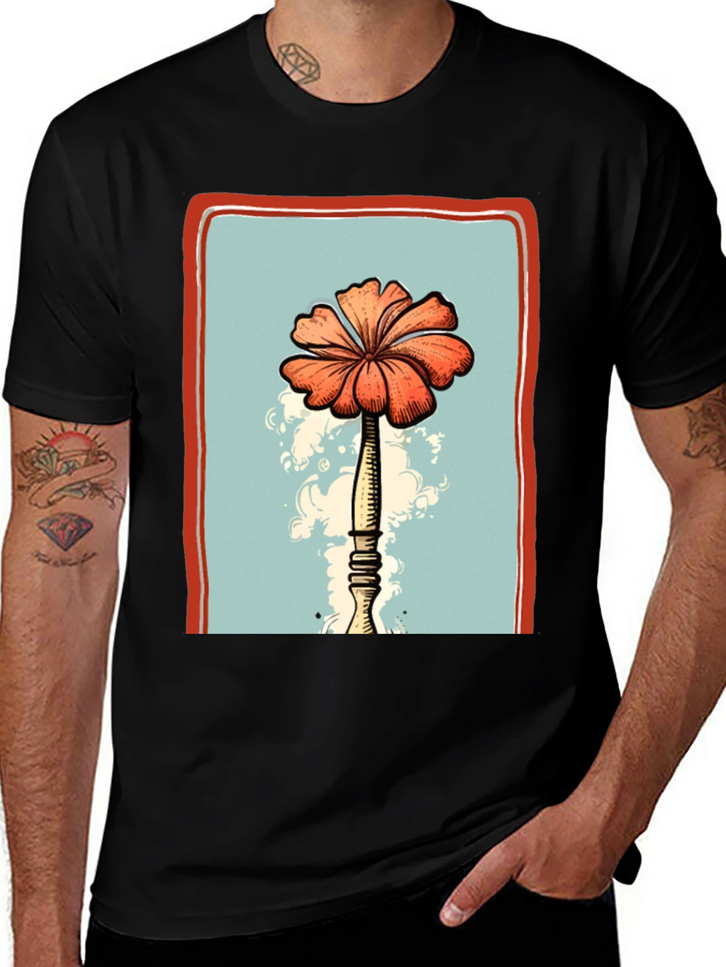 Floral Print Graphic T-Shirt - Unique Design