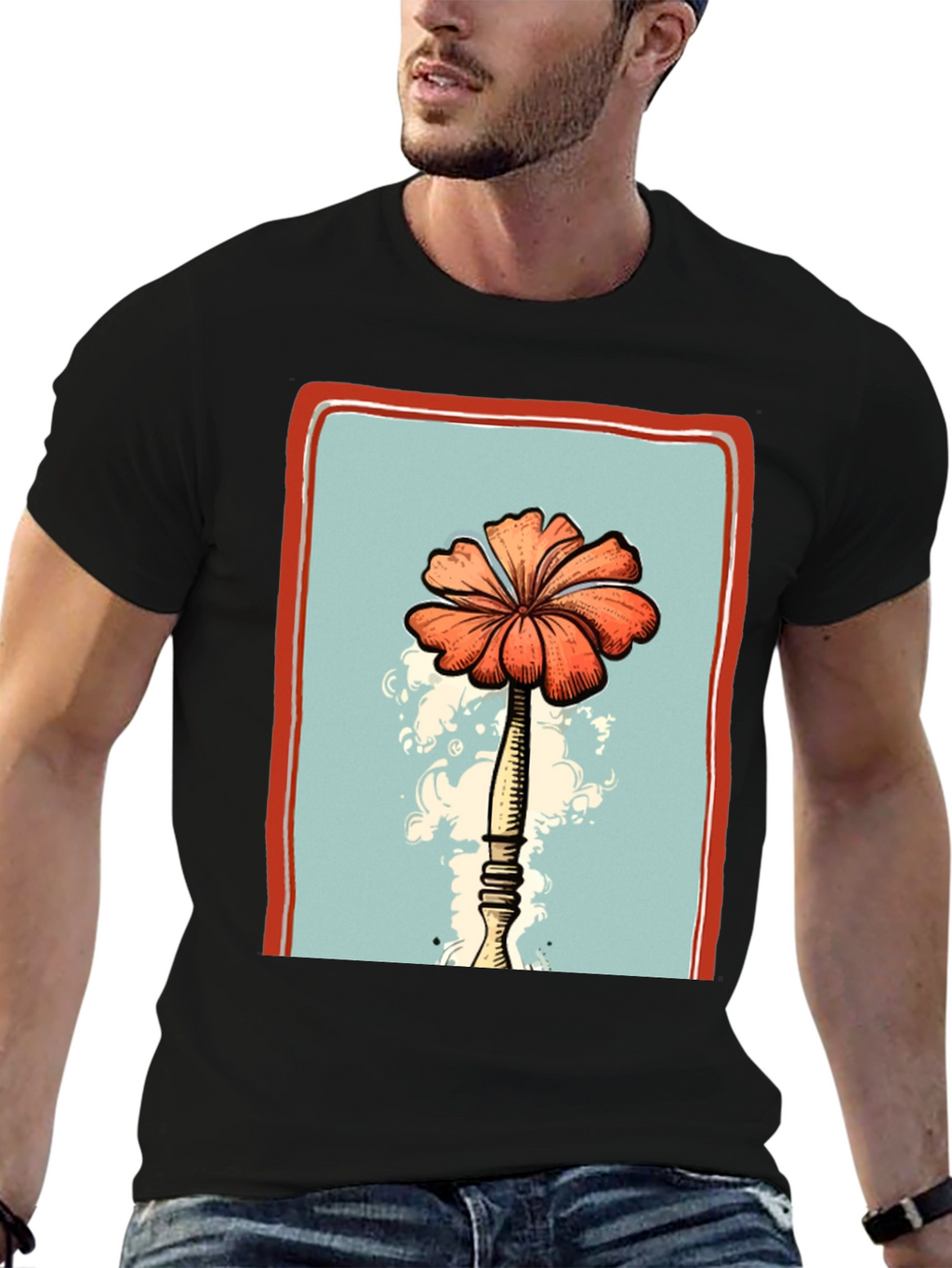 Floral Print Graphic T-Shirt - Unique Design