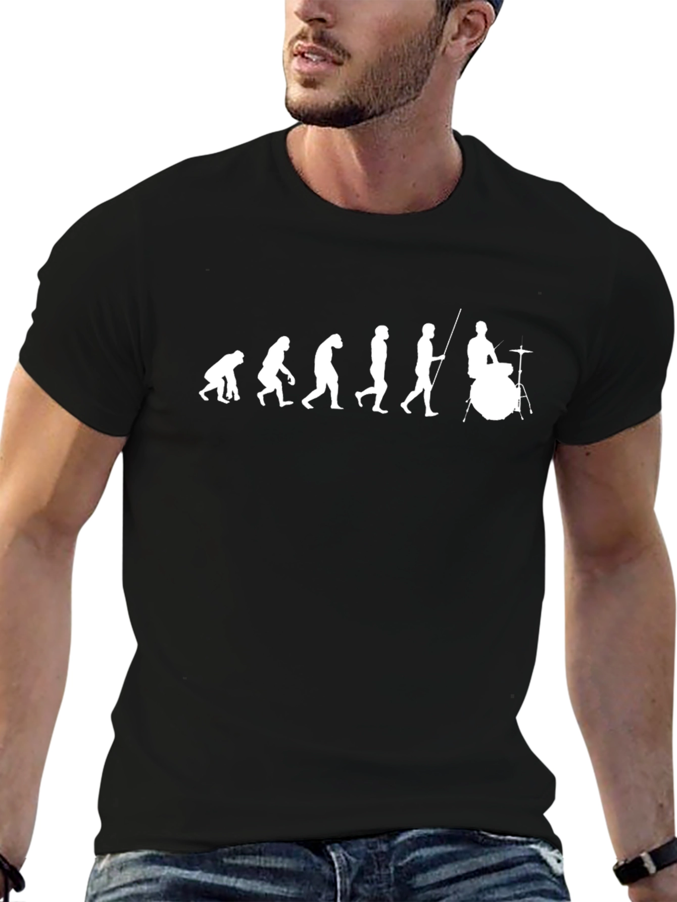 Evolution of Drummer T-Shirt - Black Cotton