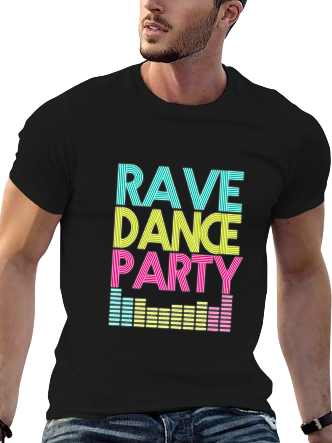 Rave Dance Party Graphic T-Shirt - Black