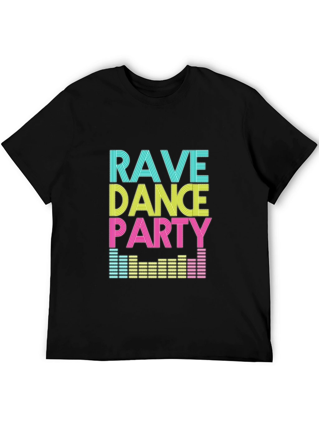 Rave Dance Party Graphic T-Shirt - Black