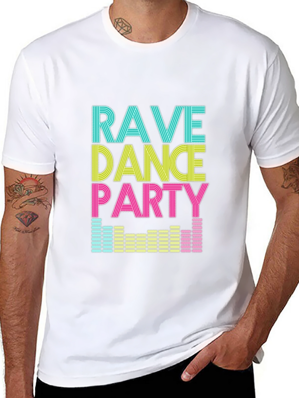 Rave Dance Party Graphic T-Shirt - Black