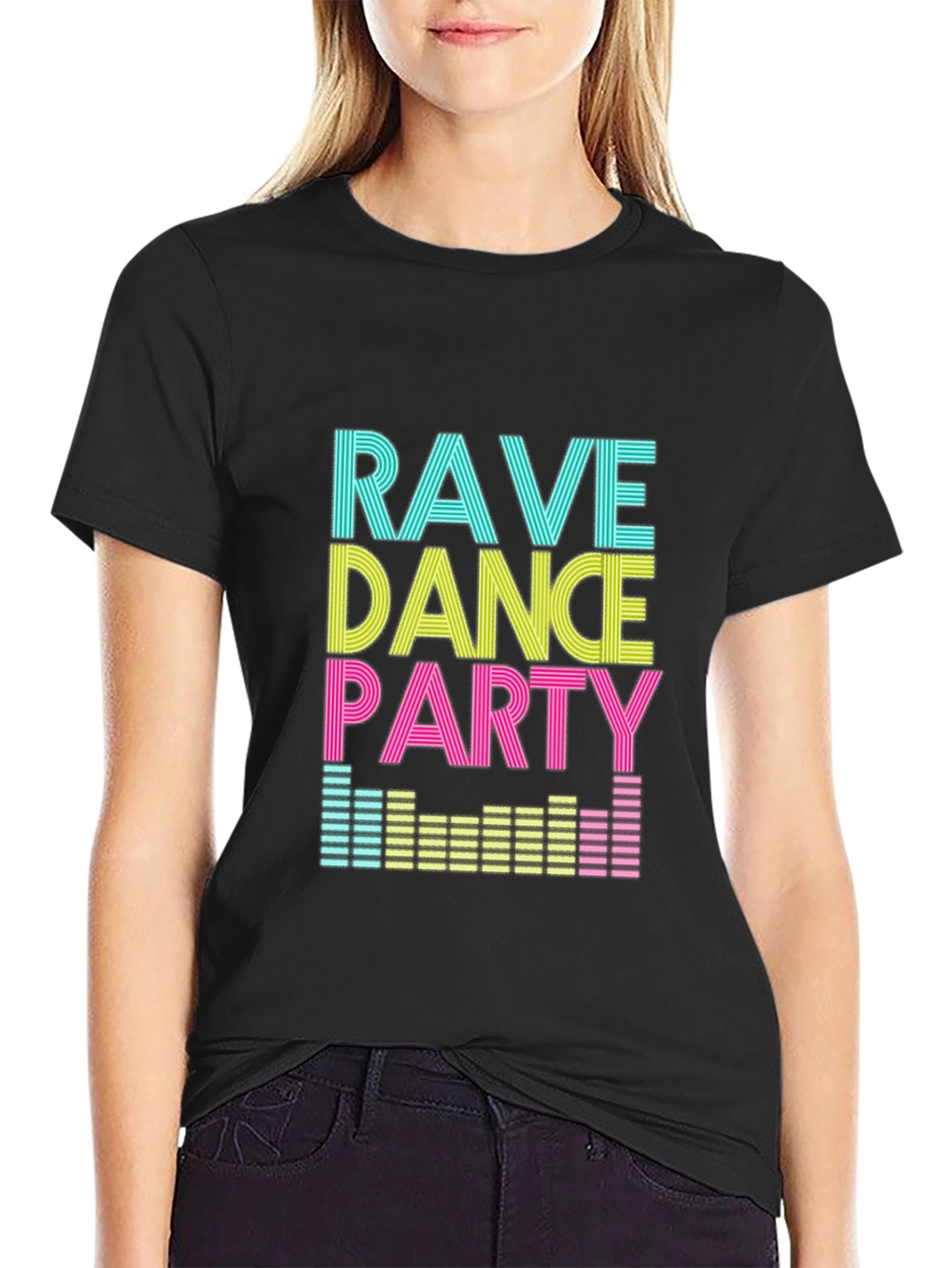Rave Dance Party Graphic T-Shirt - Black