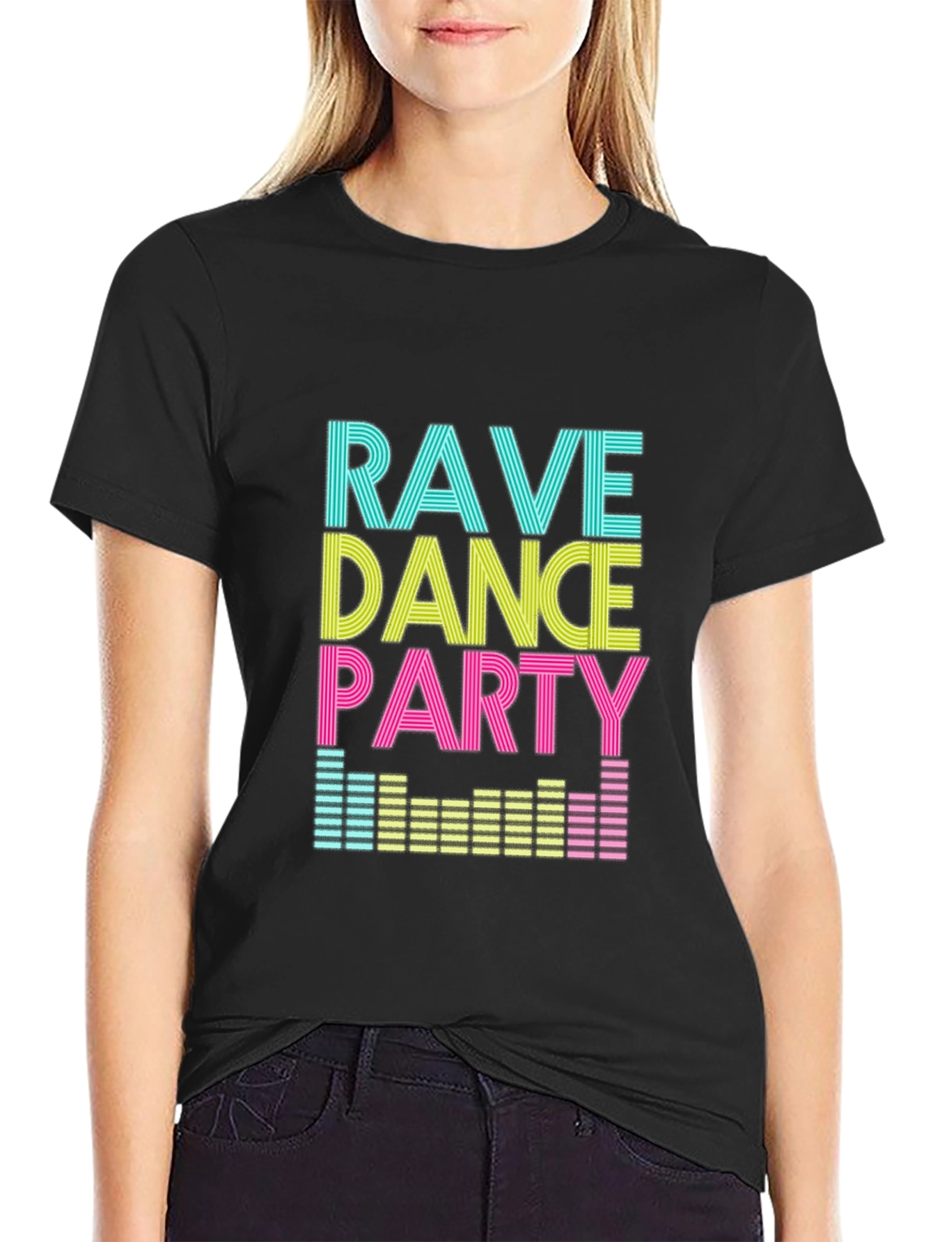 Rave Dance Party Graphic T-Shirt - Black