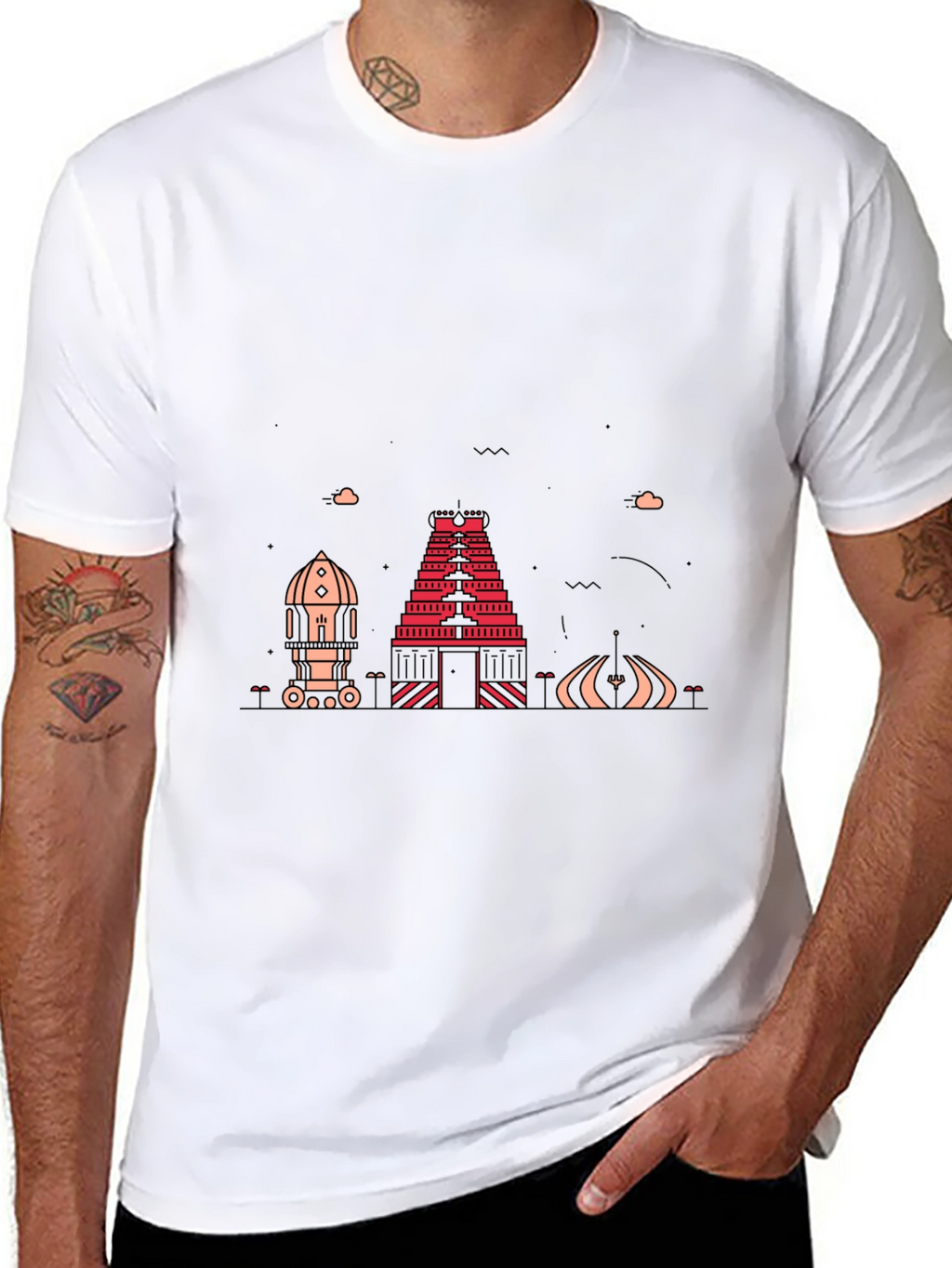 Modern Graphic Tee - Chennai Temple Design