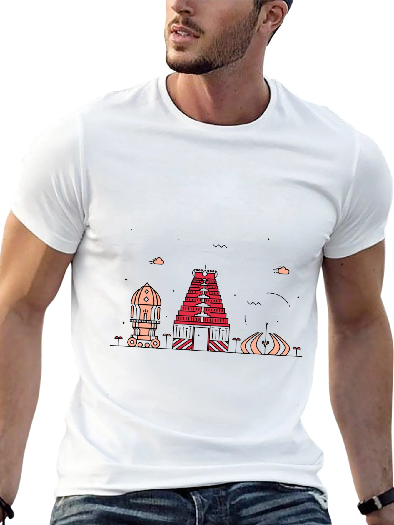 Modern Graphic Tee - Chennai Temple Design