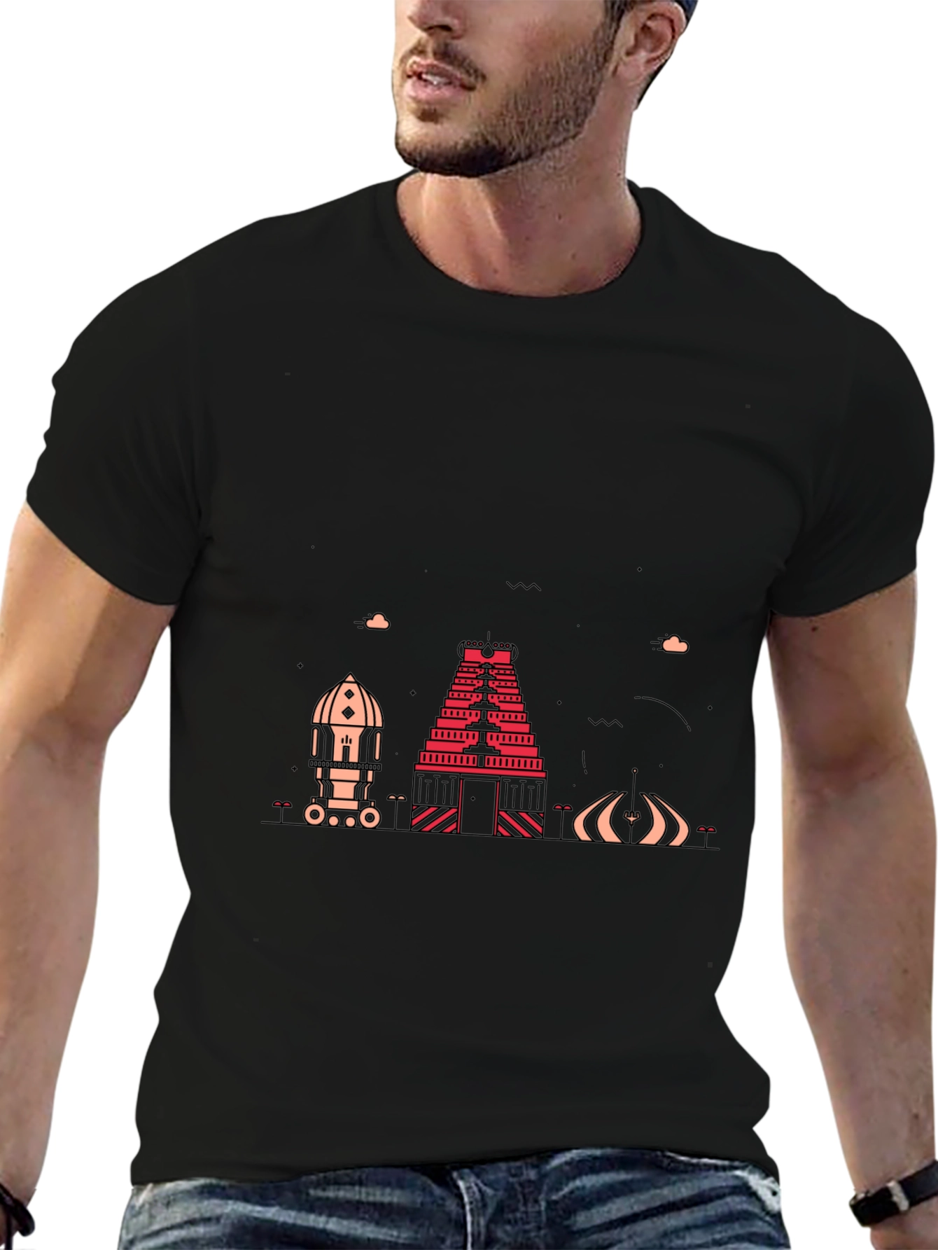 Modern Graphic Tee - Chennai Temple Design