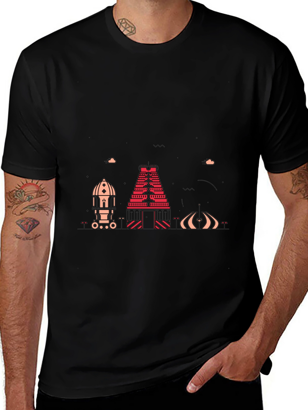 Modern Graphic Tee - Chennai Temple Design
