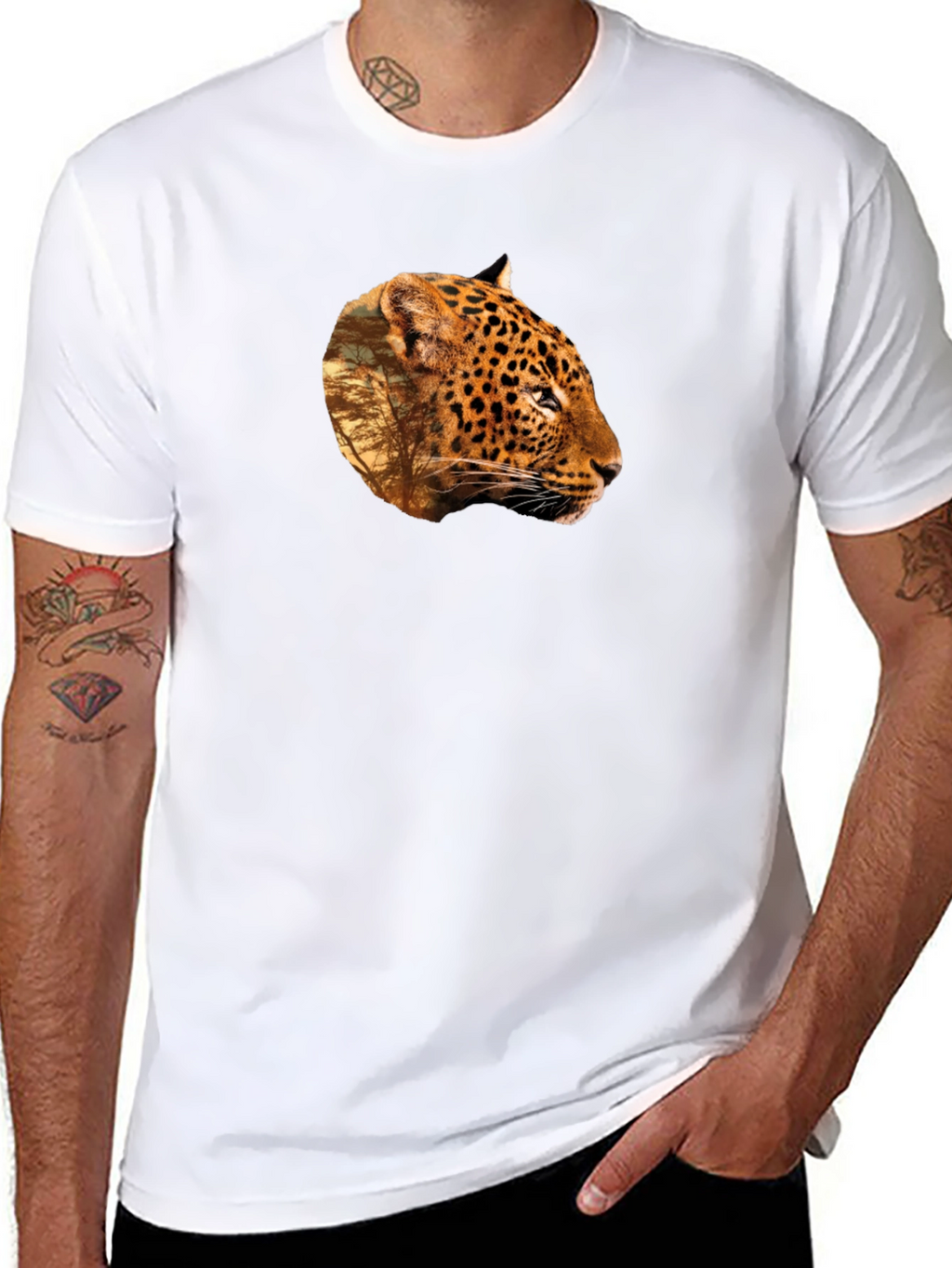 Leopard Print Graphic Tee - Black Unisex T-Shirt