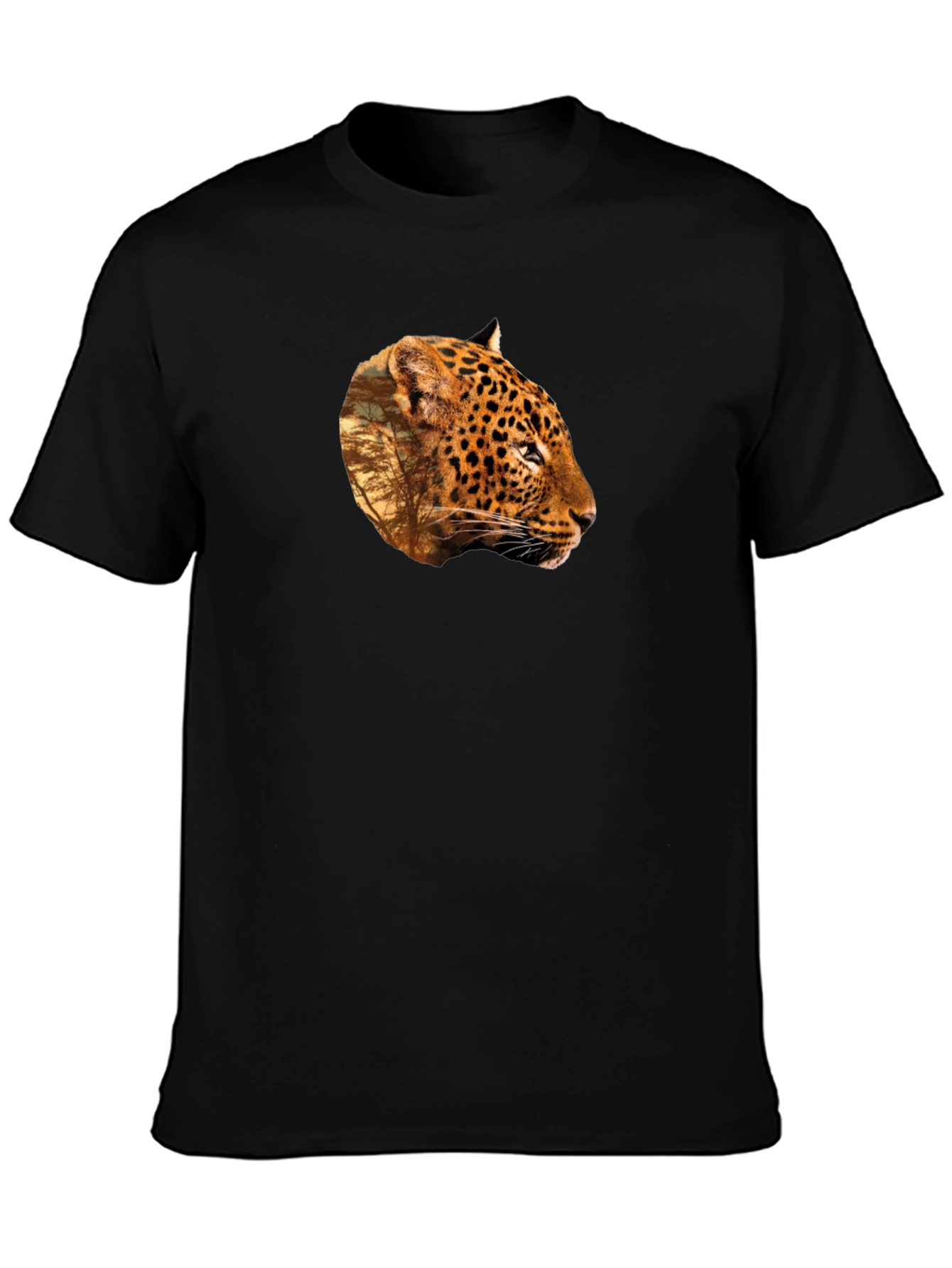Leopard Print Graphic Tee - Black Unisex T-Shirt