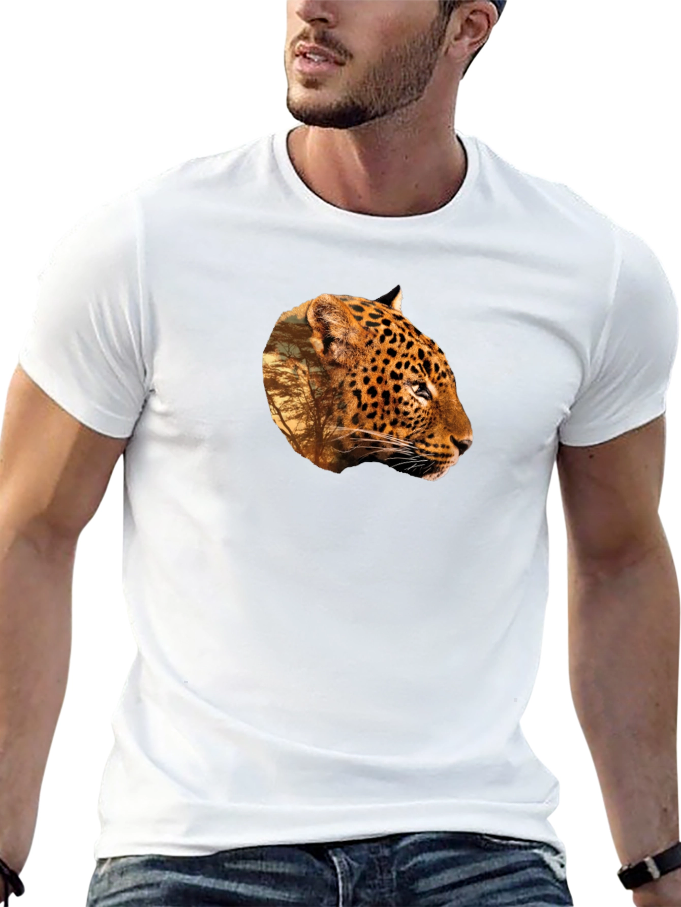 Leopard Print Graphic Tee - Black Unisex T-Shirt