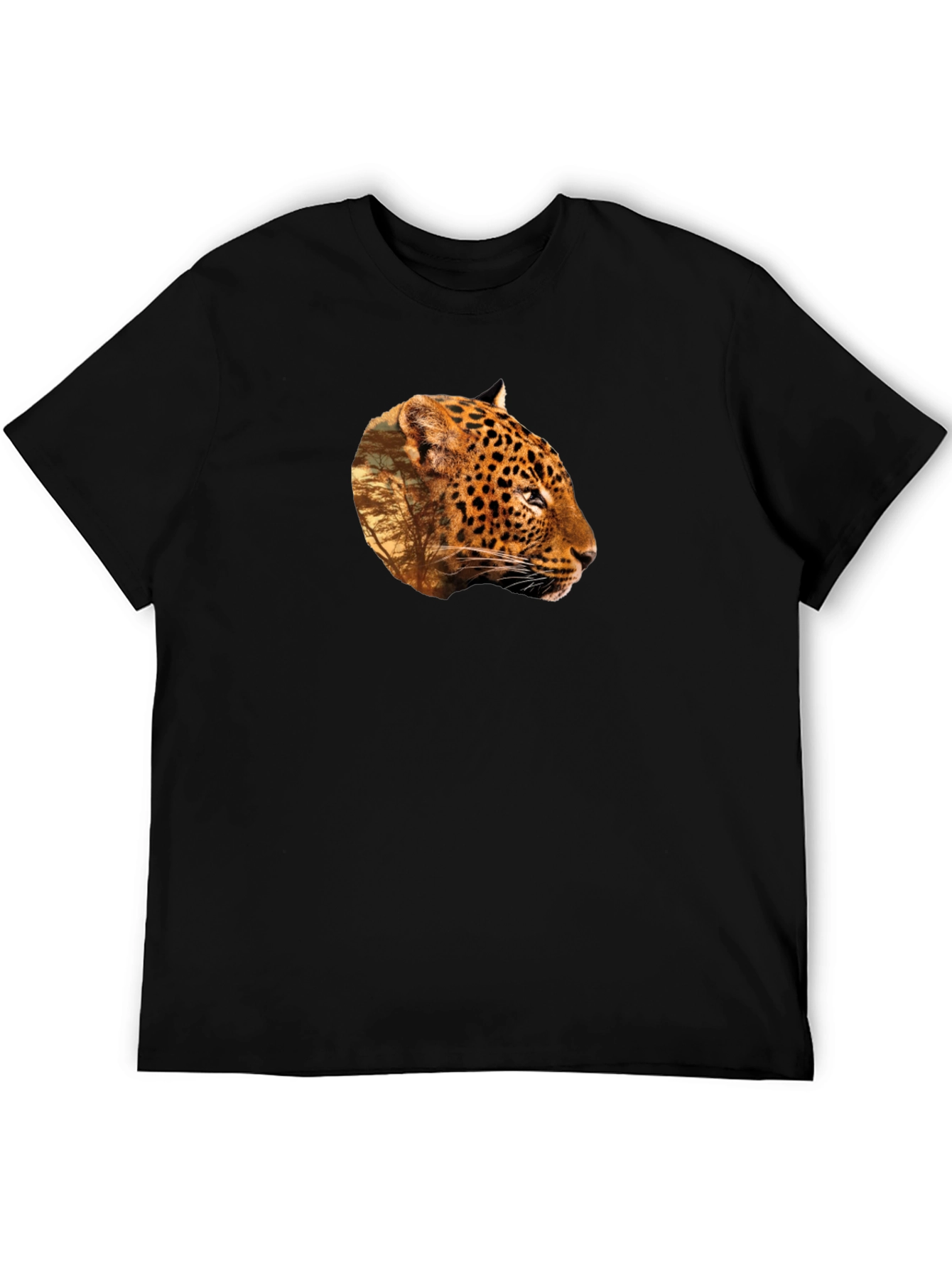 Leopard Print Graphic Tee - Black Unisex T-Shirt