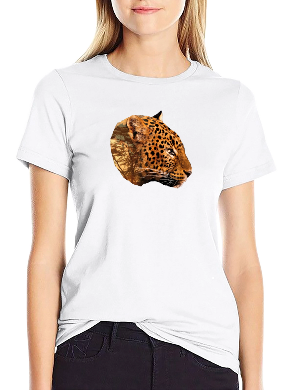 Leopard Print Graphic Tee - Black Unisex T-Shirt