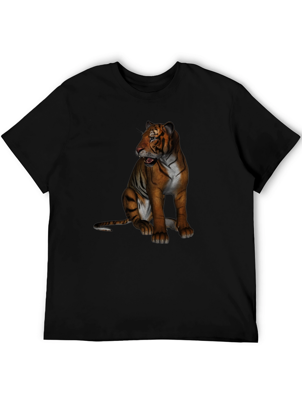 Tiger Graphic Print Crew Neck T-Shirt