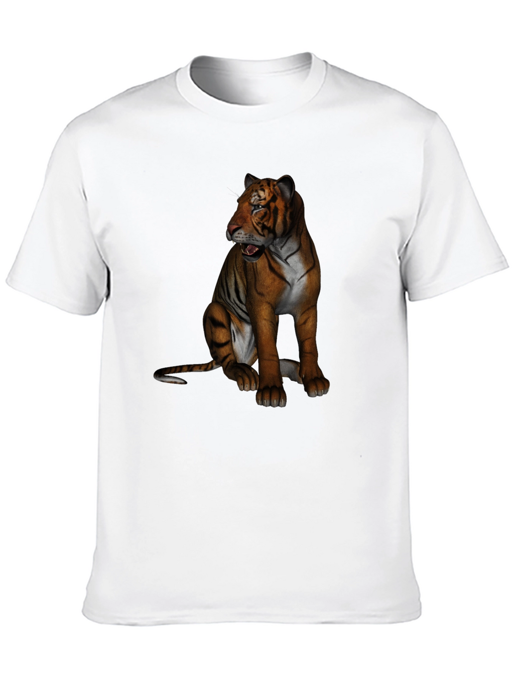 Tiger Graphic Print Crew Neck T-Shirt