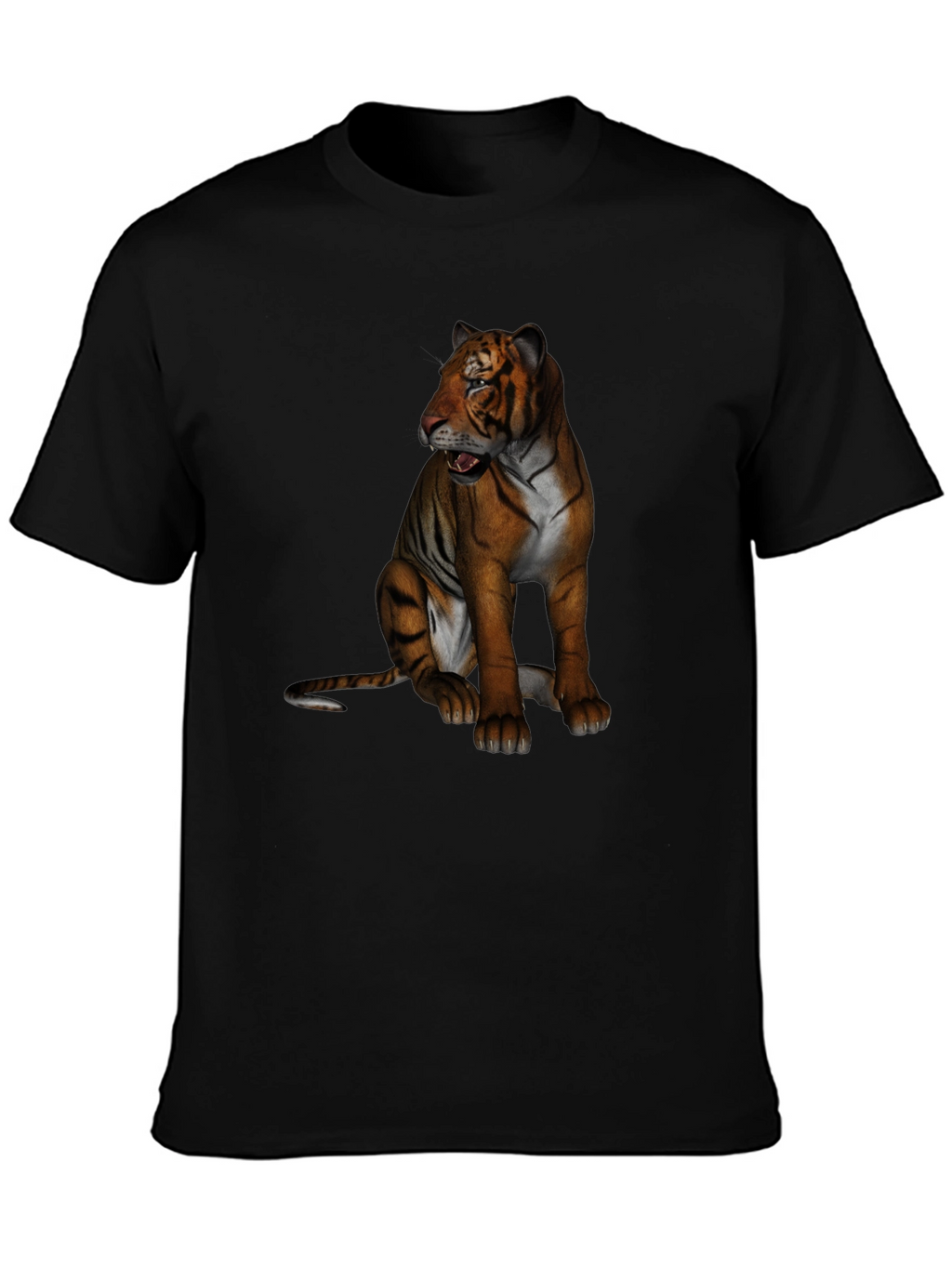 Tiger Graphic Print Crew Neck T-Shirt