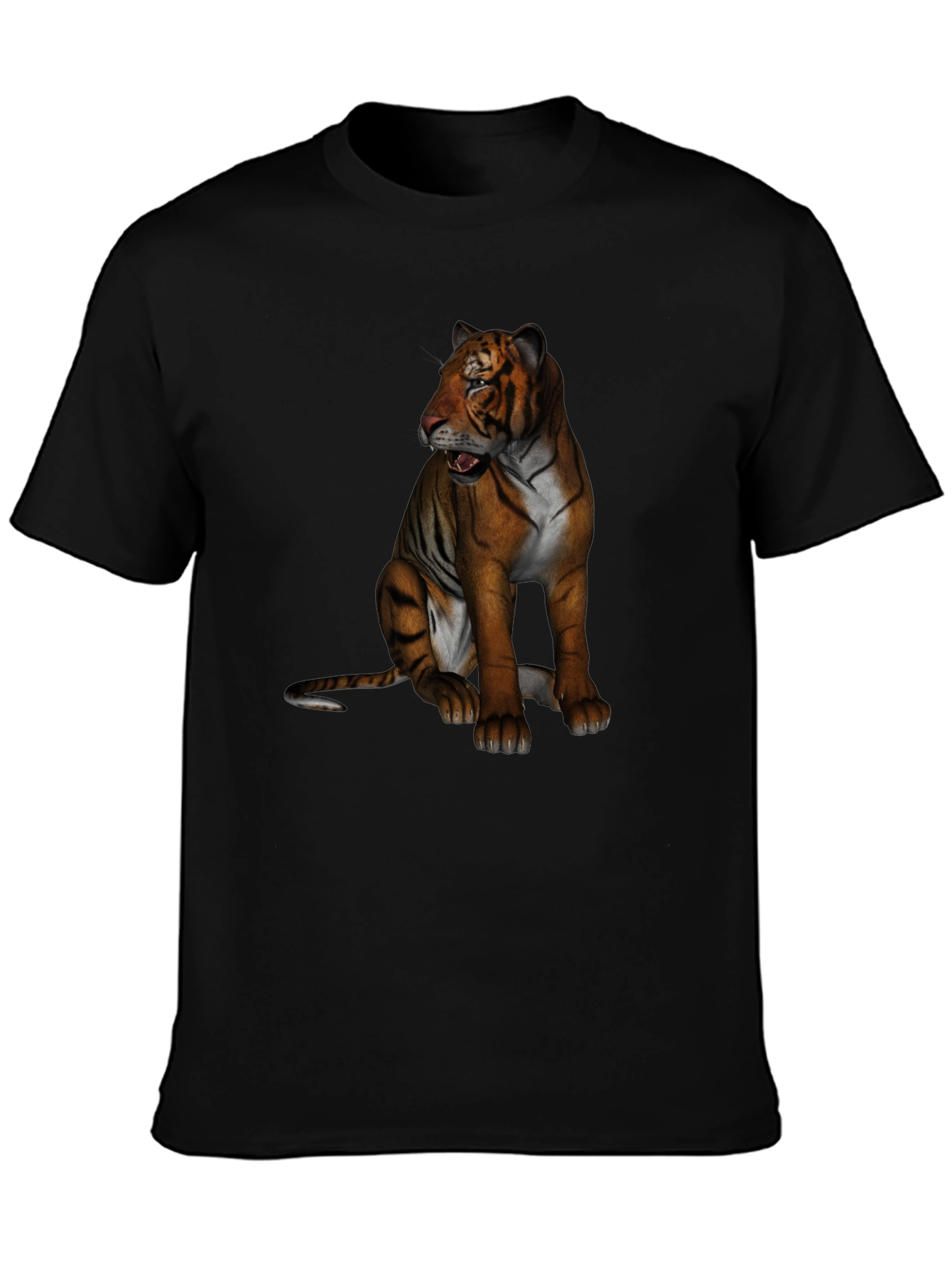 Tiger Graphic Print Crew Neck T-Shirt