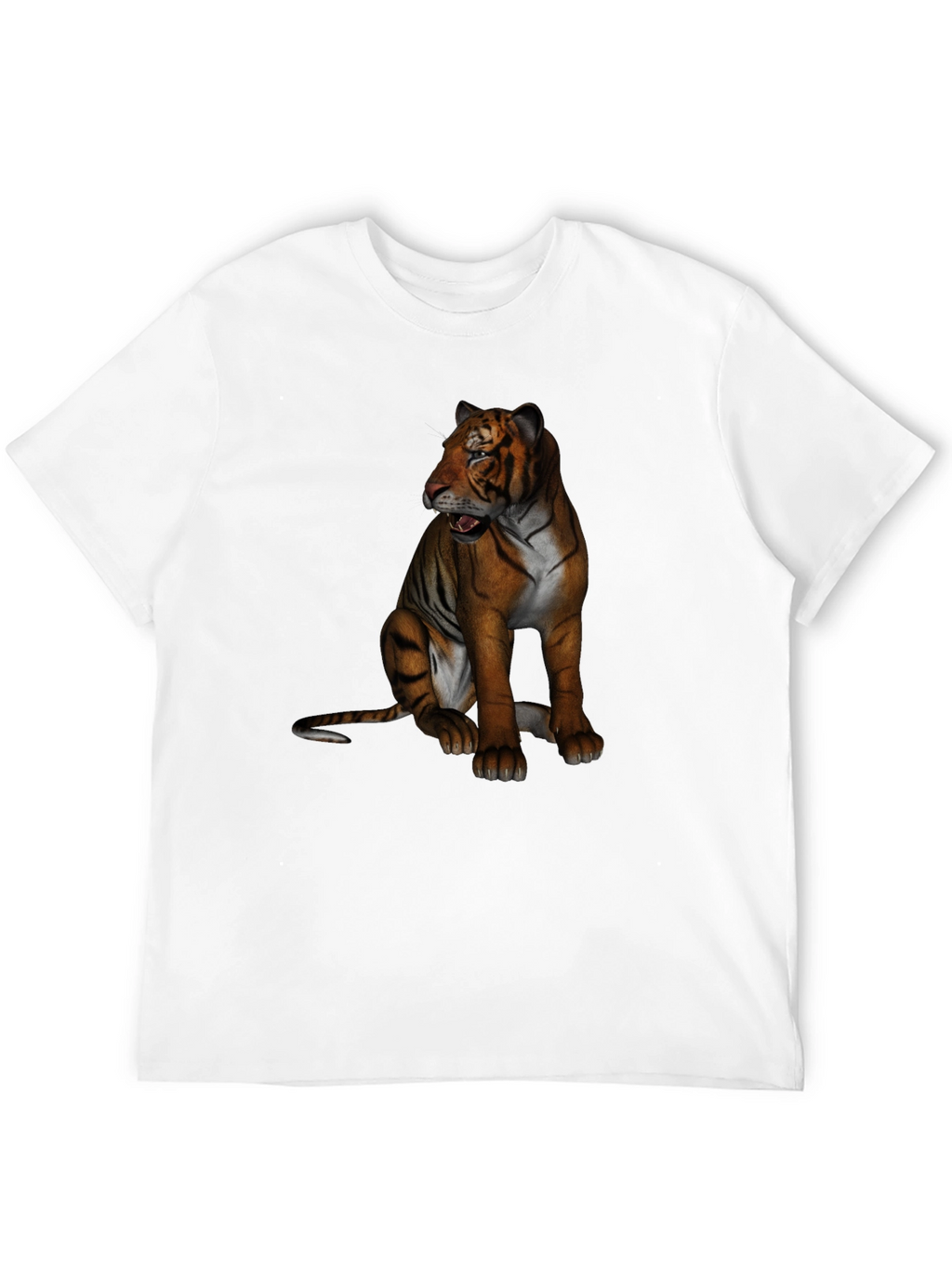 Tiger Graphic Print Crew Neck T-Shirt
