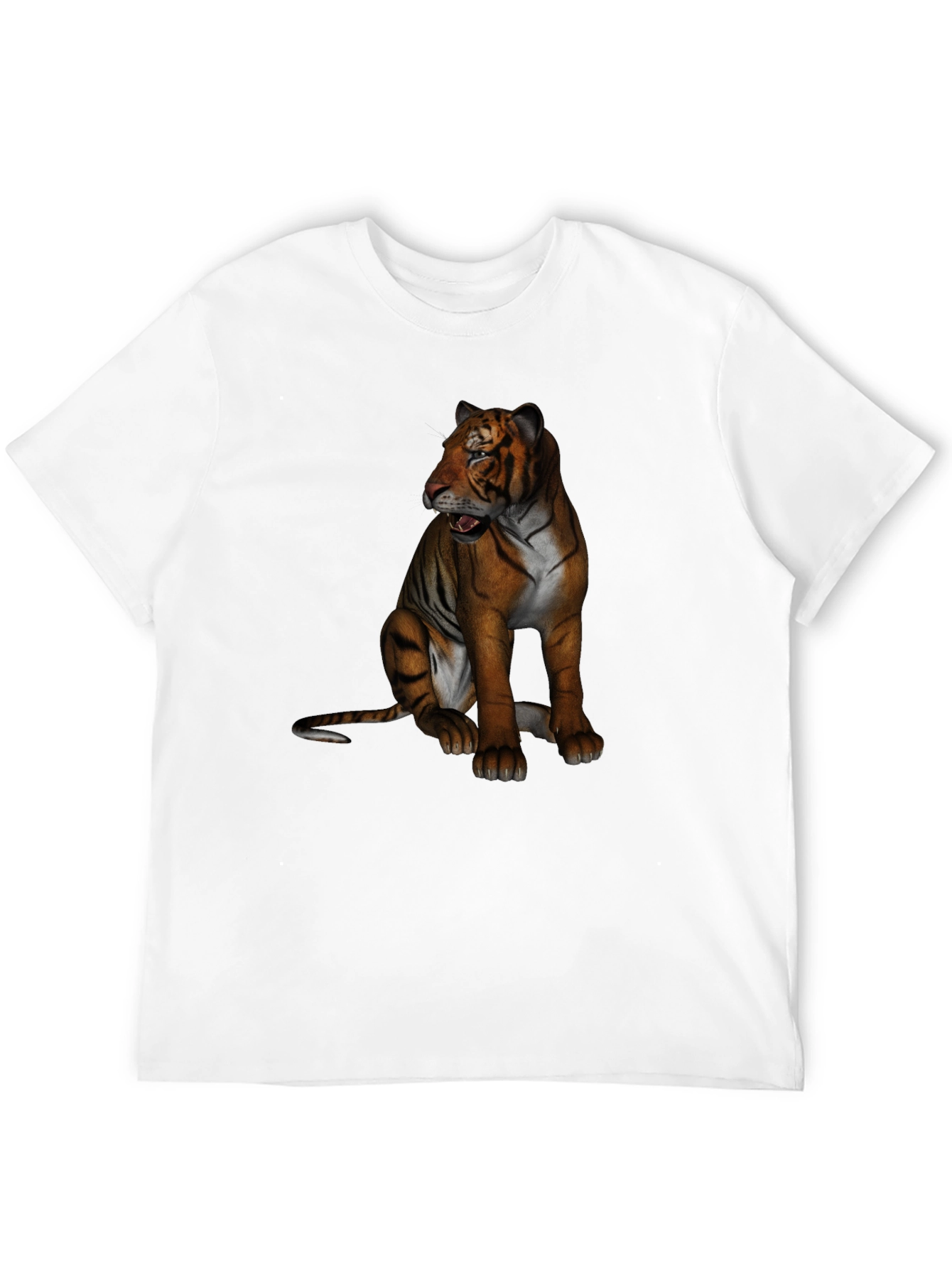 Tiger Graphic Print Crew Neck T-Shirt