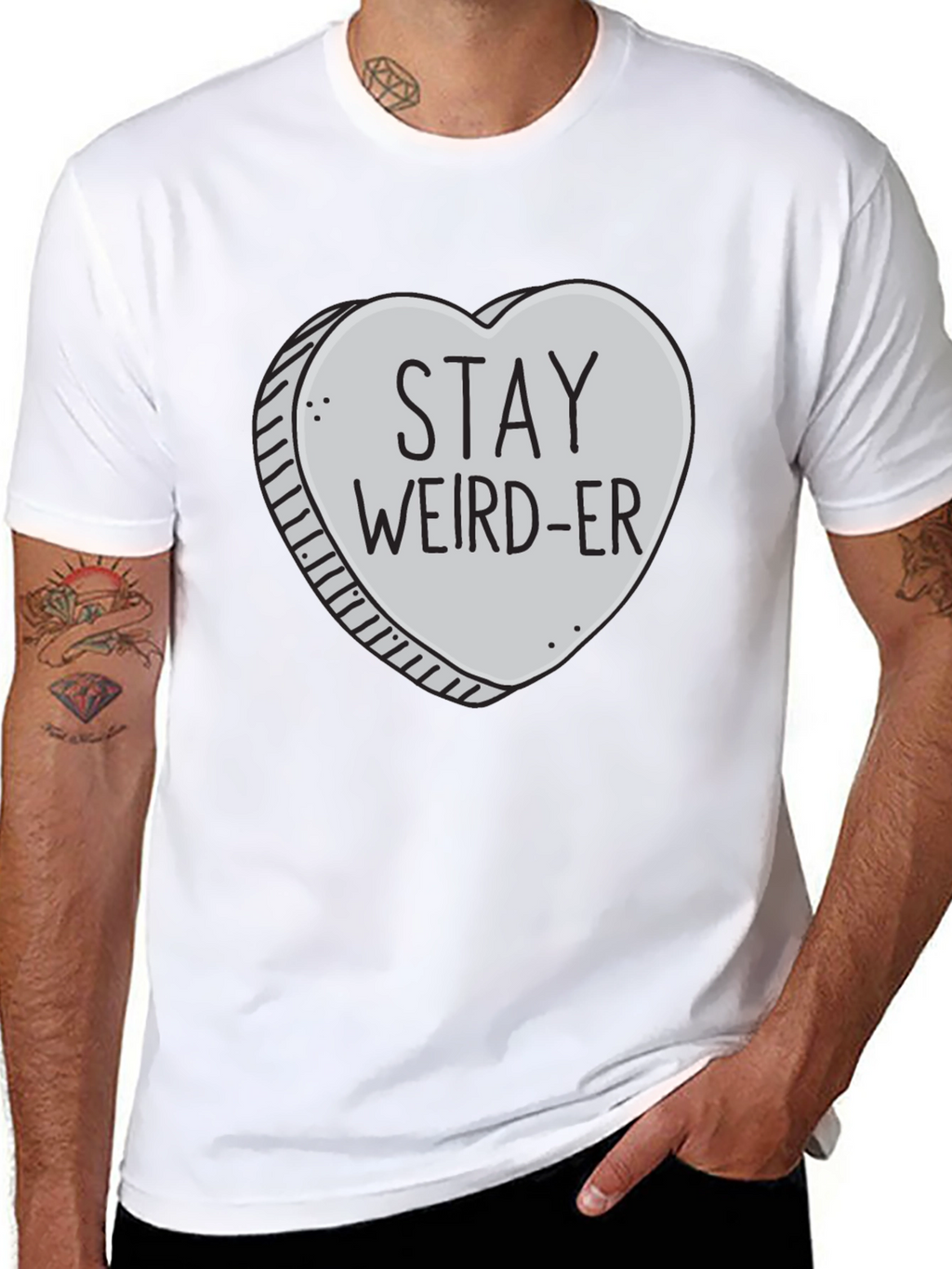 Stay Weird-er Heart Graphic Black T-Shirt