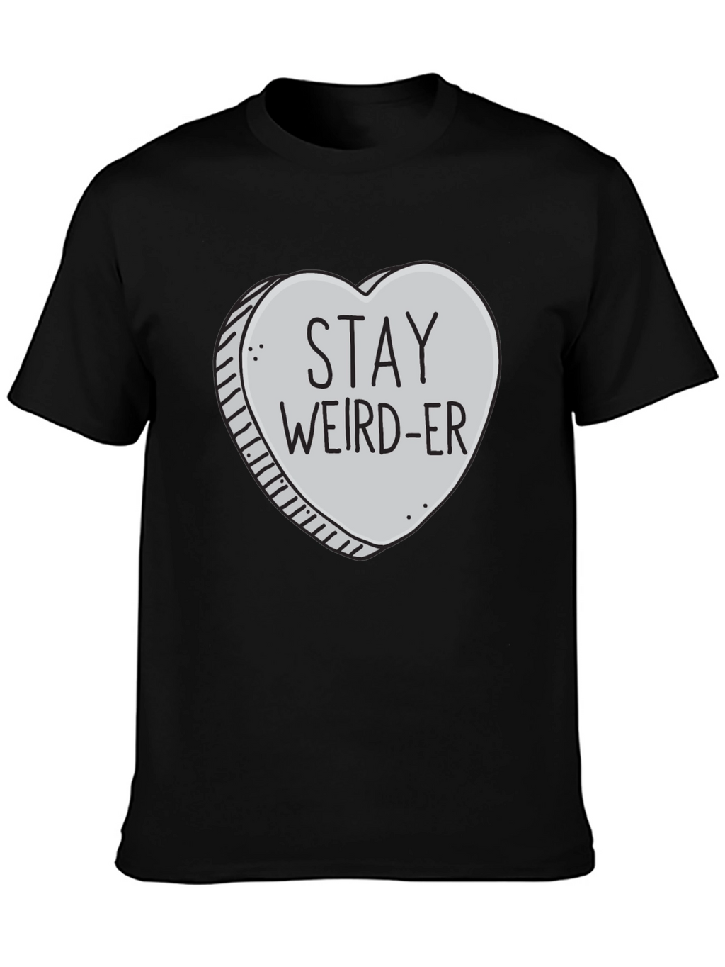 Stay Weird-er Heart Graphic Black T-Shirt