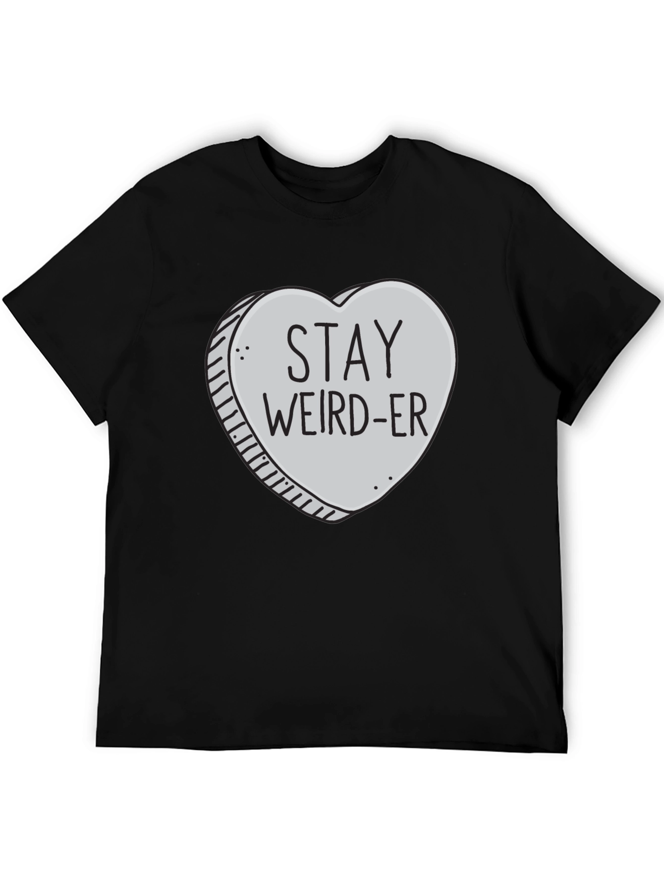 Stay Weird-er Heart Graphic Black T-Shirt