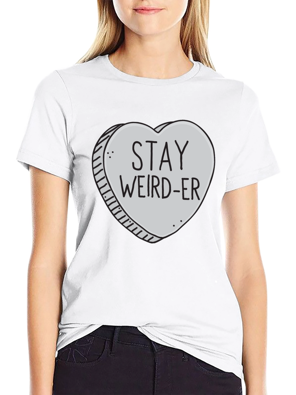 Stay Weird-er Heart Graphic Black T-Shirt