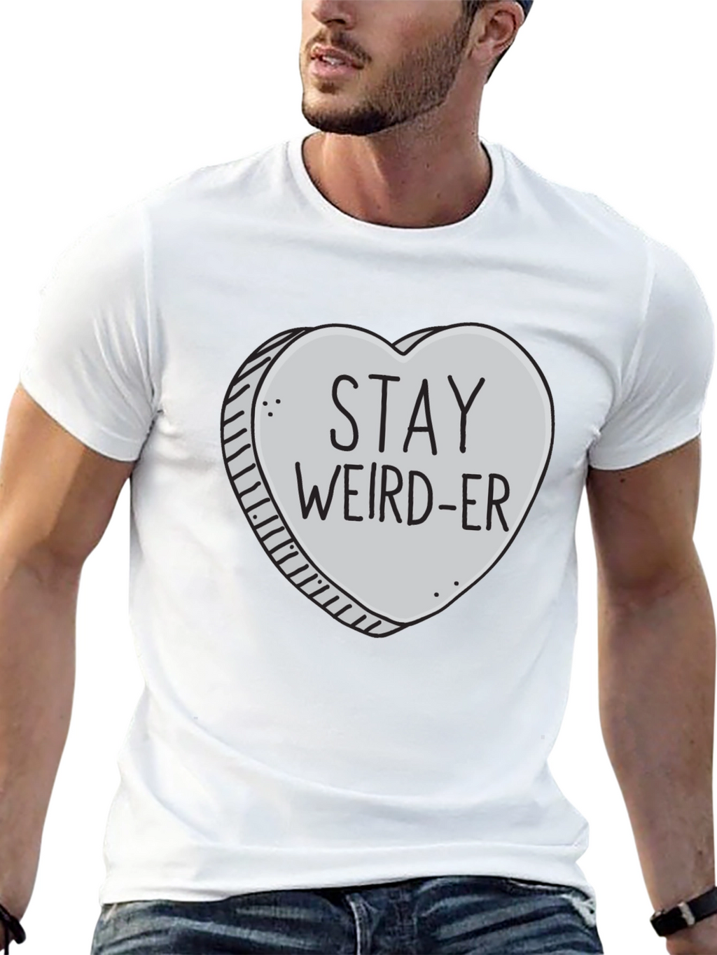 Stay Weird-er Heart Graphic Black T-Shirt