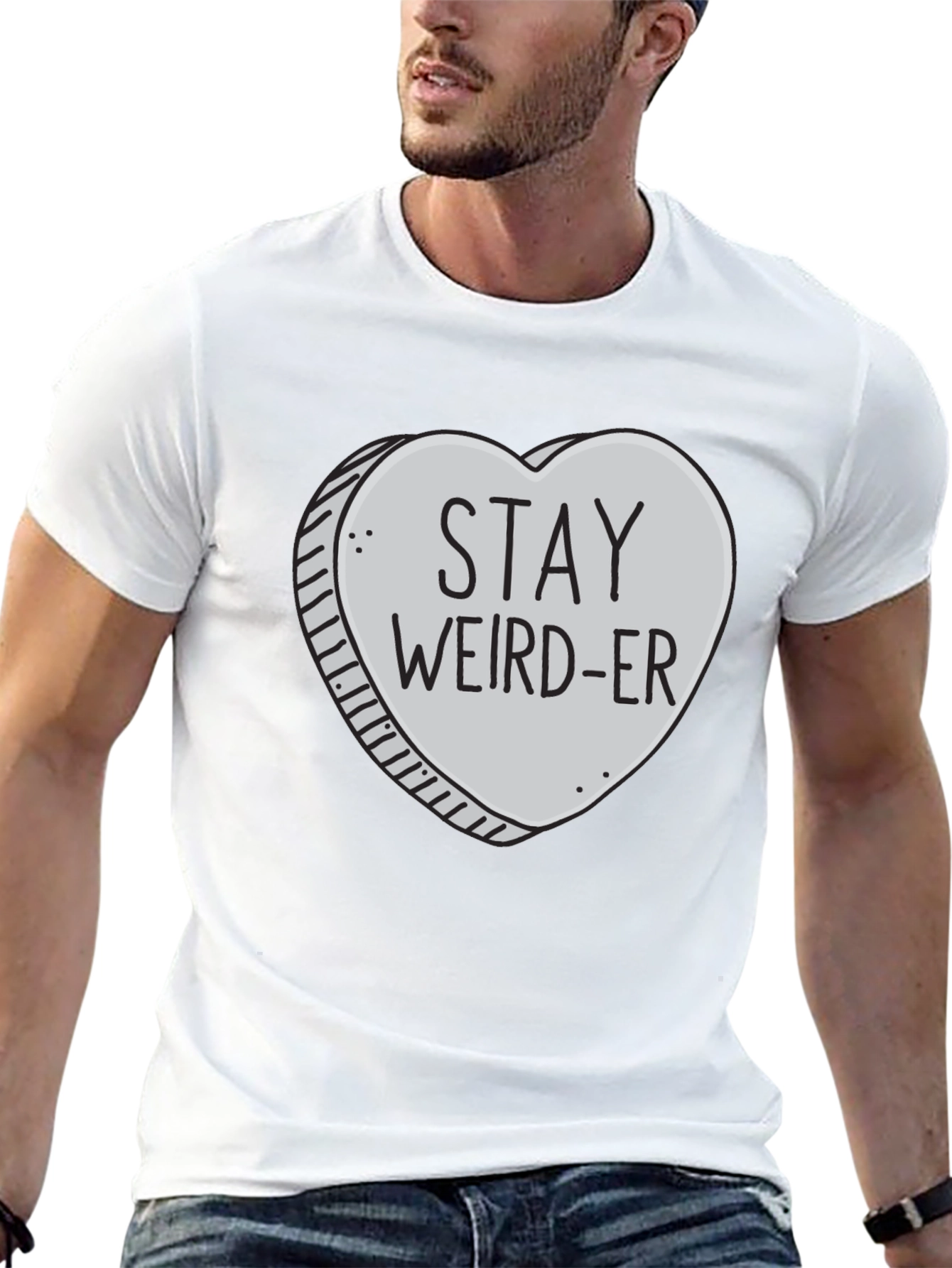 Stay Weird-er Heart Graphic Black T-Shirt