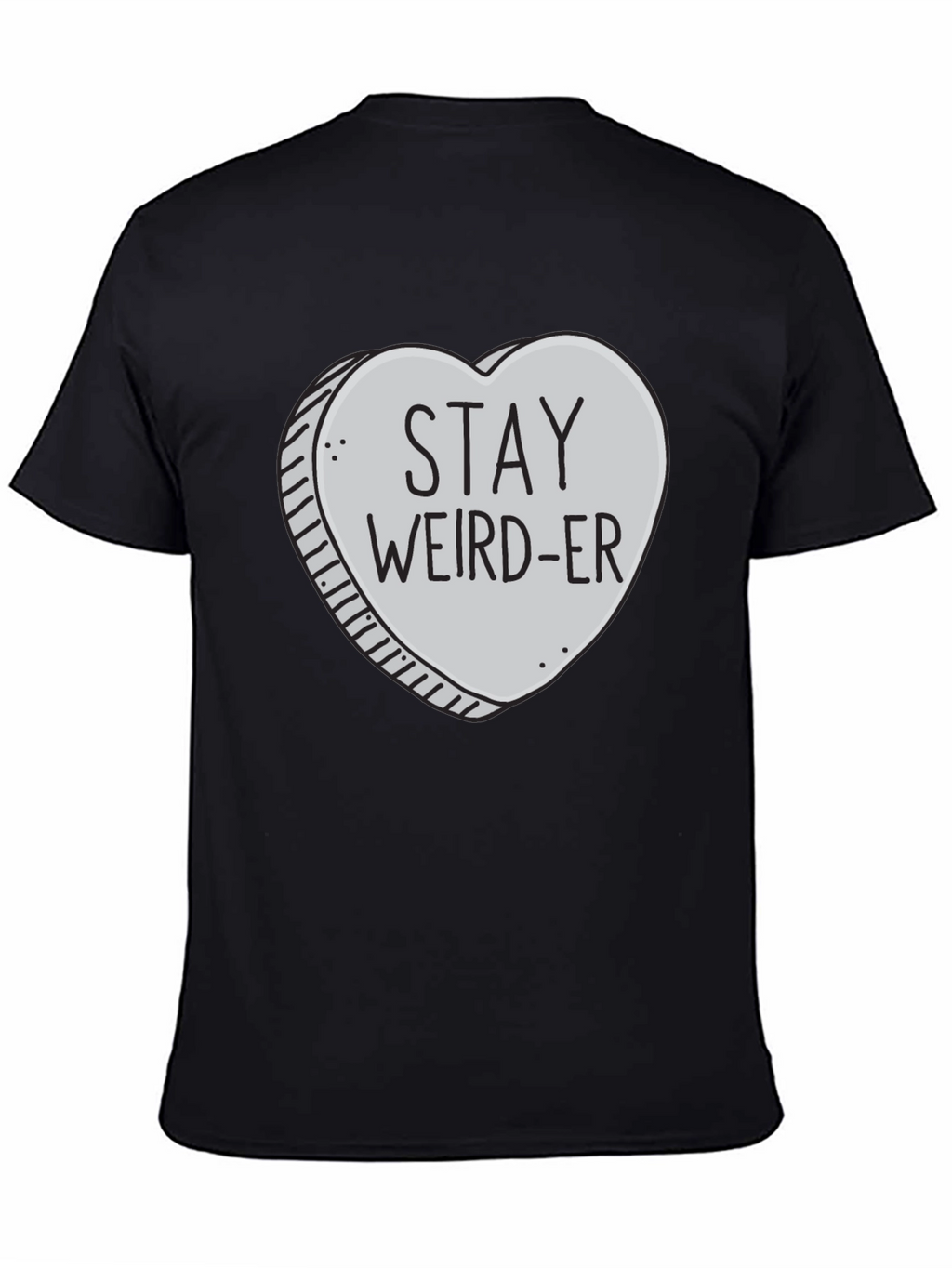 Stay Weird-er Heart Graphic Black T-Shirt