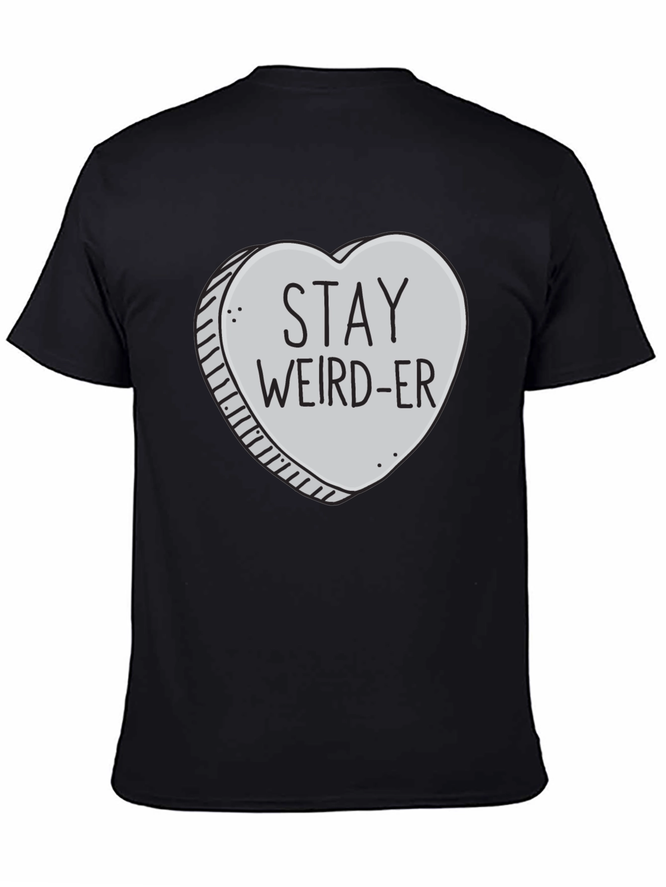 Stay Weird-er Heart Graphic Black T-Shirt
