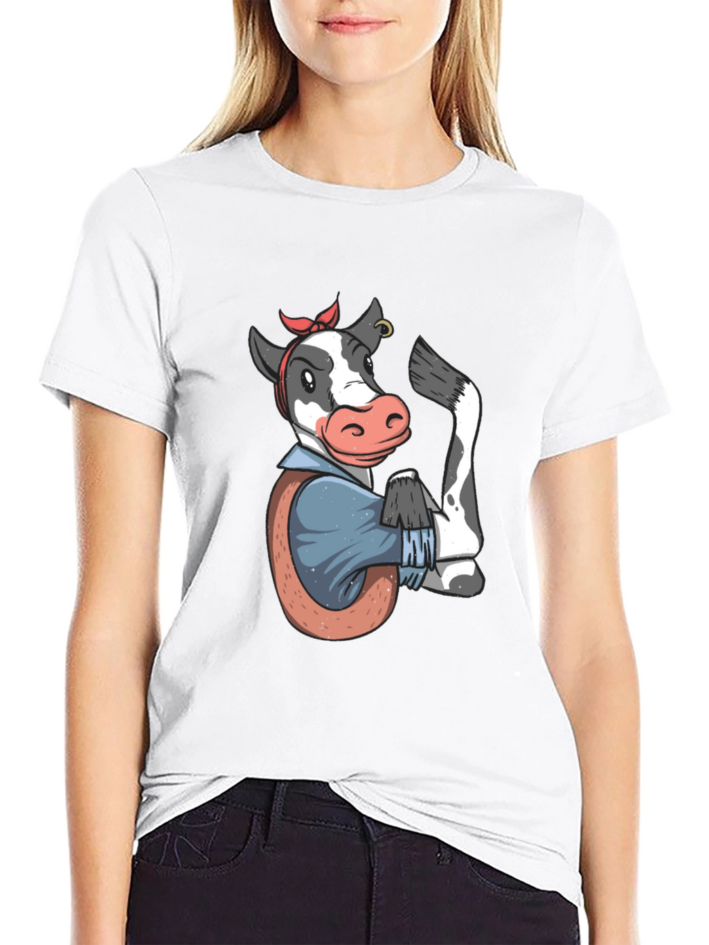 We Can Do It Cow T-Shirt - Black