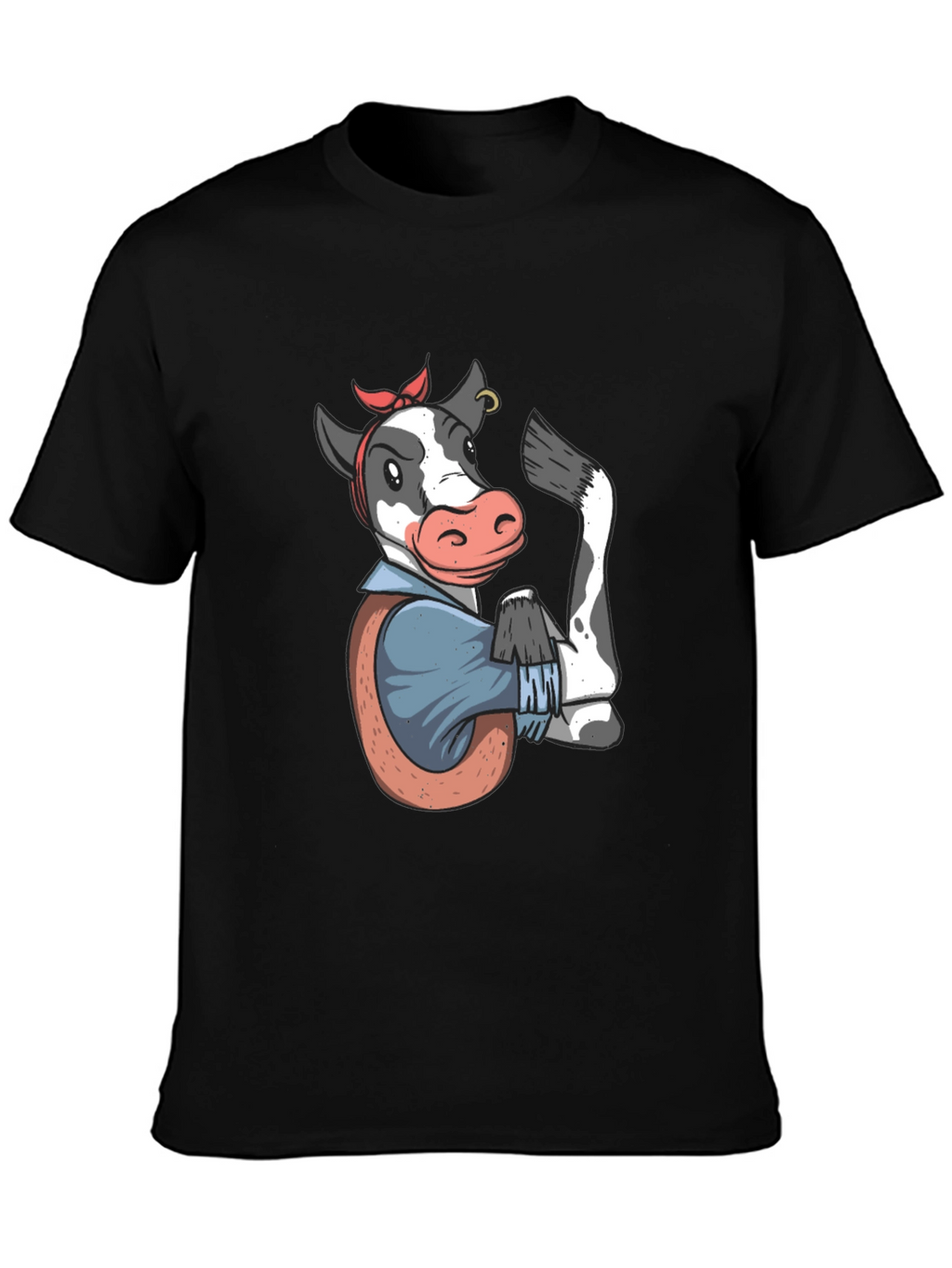 We Can Do It Cow T-Shirt - Black