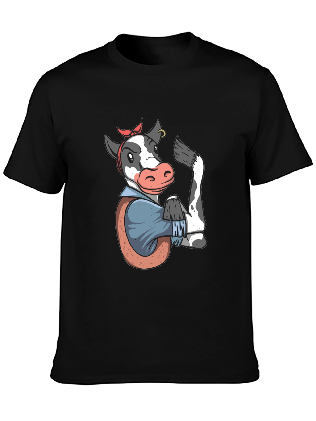 We Can Do It Cow T-Shirt - Black
