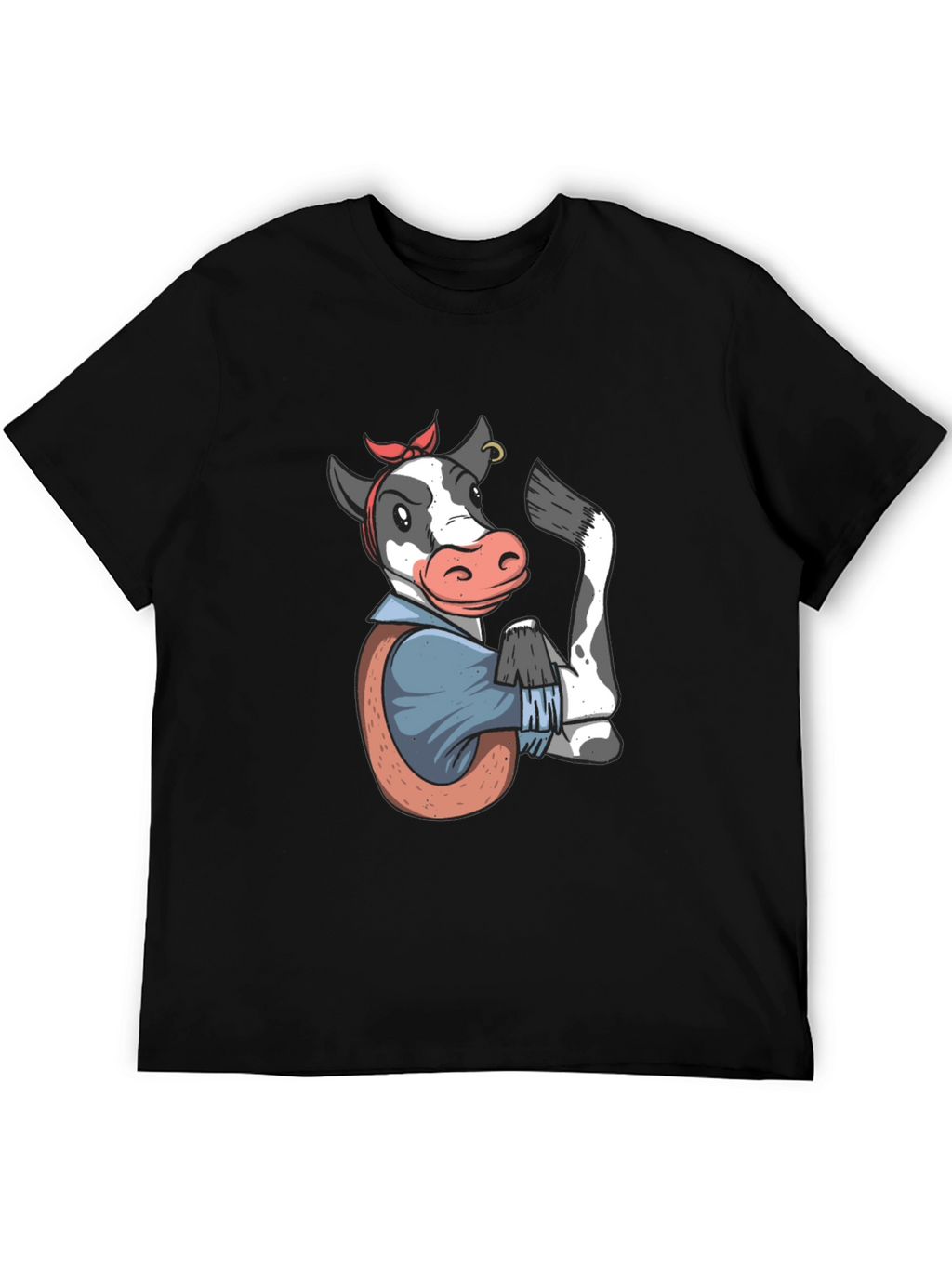 We Can Do It Cow T-Shirt - Black