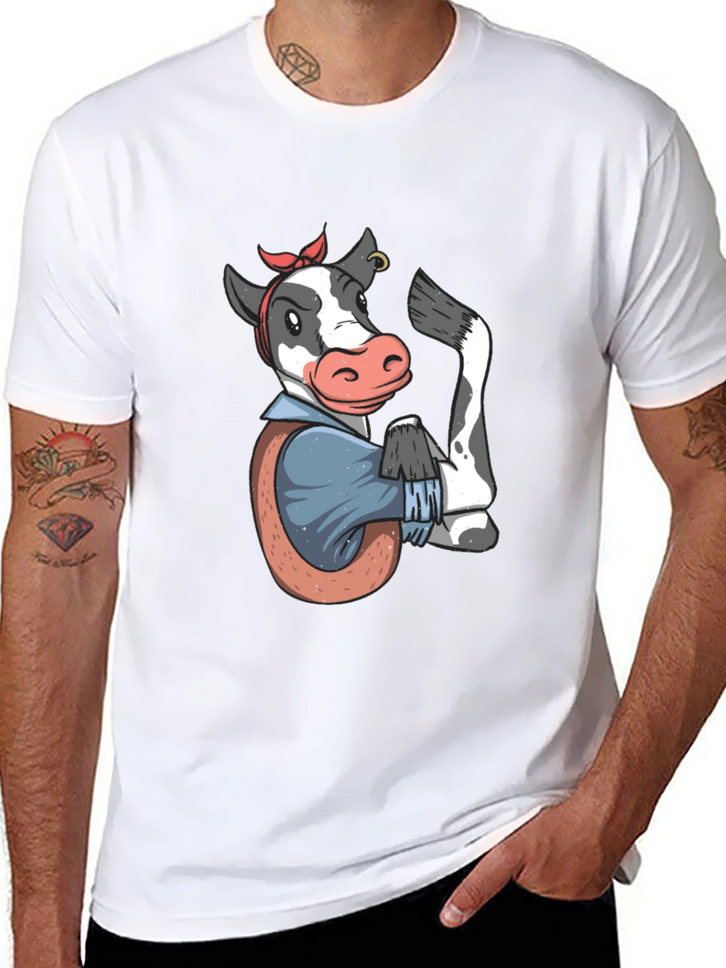 We Can Do It Cow T-Shirt - Black